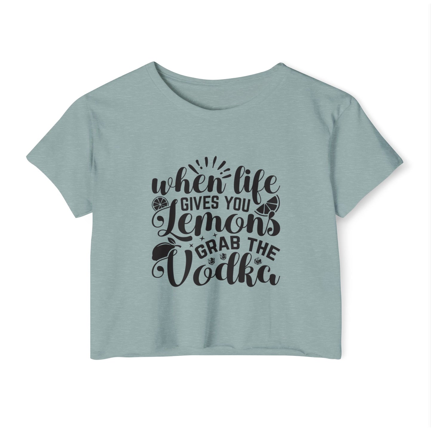 Crop Top — "When Life Gives You Lemons, Grab the Vodka" Graphic Festival Tee