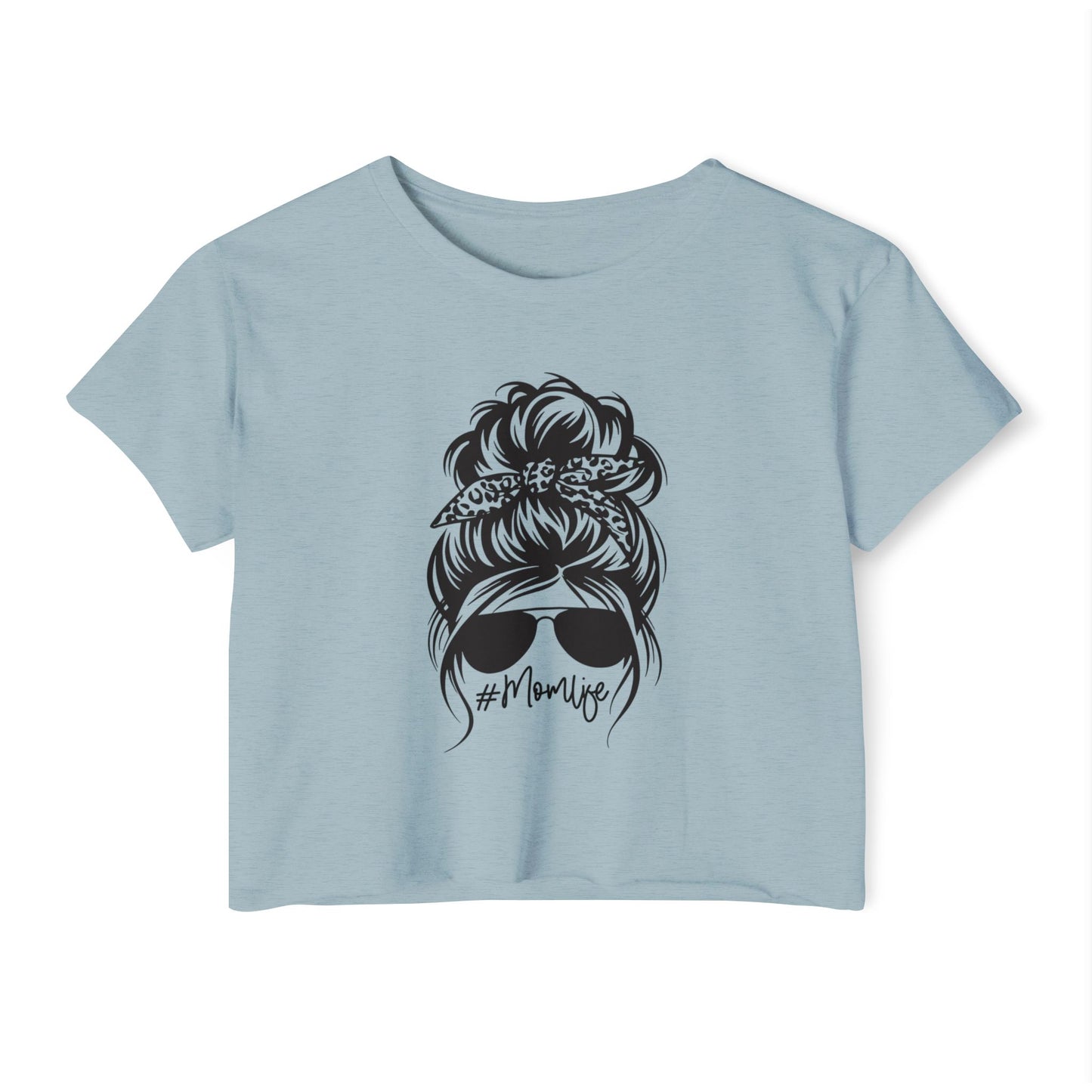 Mom Life Festival Crop Top — Messy Bun Sunglasses Graphic Tee
