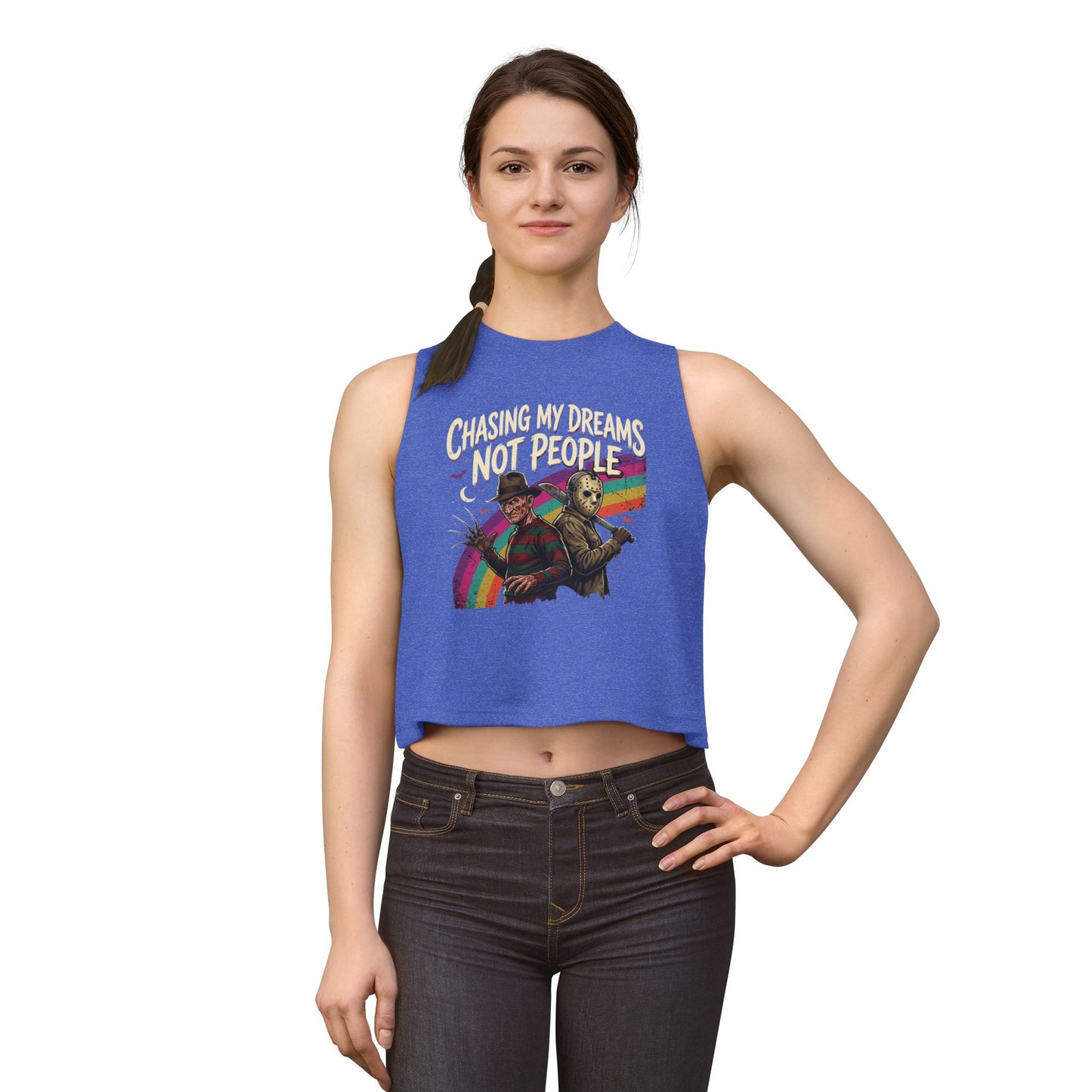 Chasing My Dreams Not People Crop Top | Retro Horror Movie Mashup
