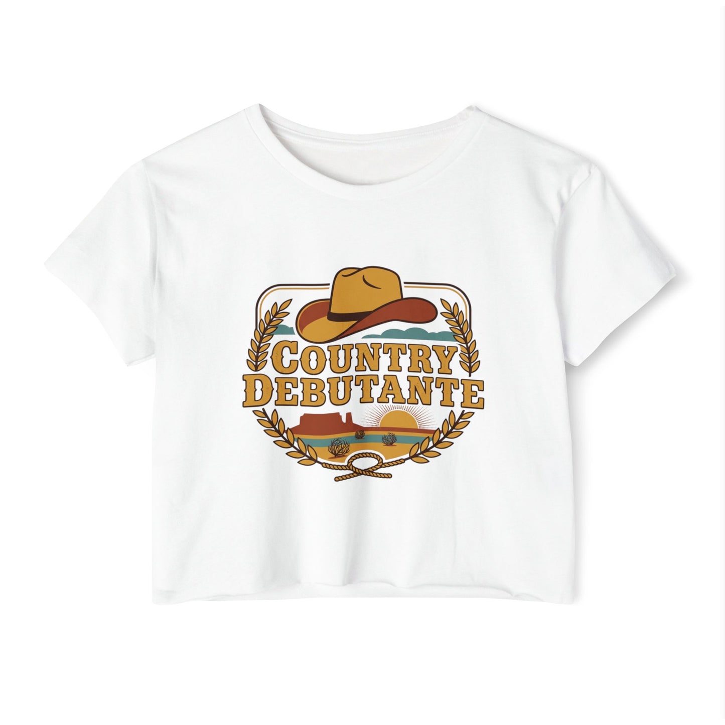 Country Debutante crop top | Cowgirl hat western logo, festival crop