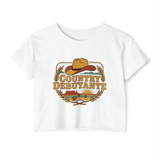 Country Debutante crop top | Cowgirl hat western logo, festival crop