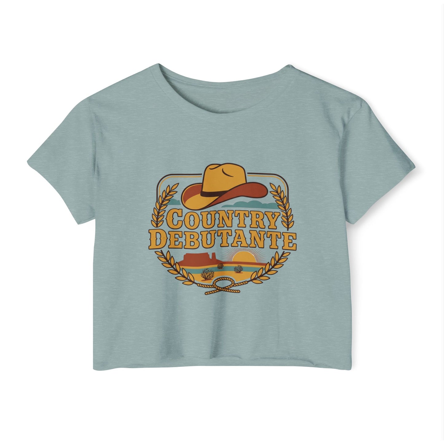 Country Debutante crop top | Cowgirl hat western logo, festival crop
