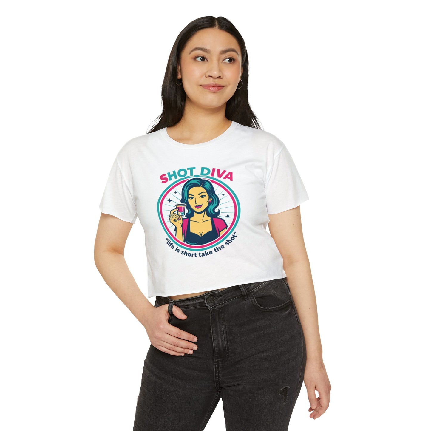 Shot Diva Bartender Crop Top | Festival Bartender Graphic