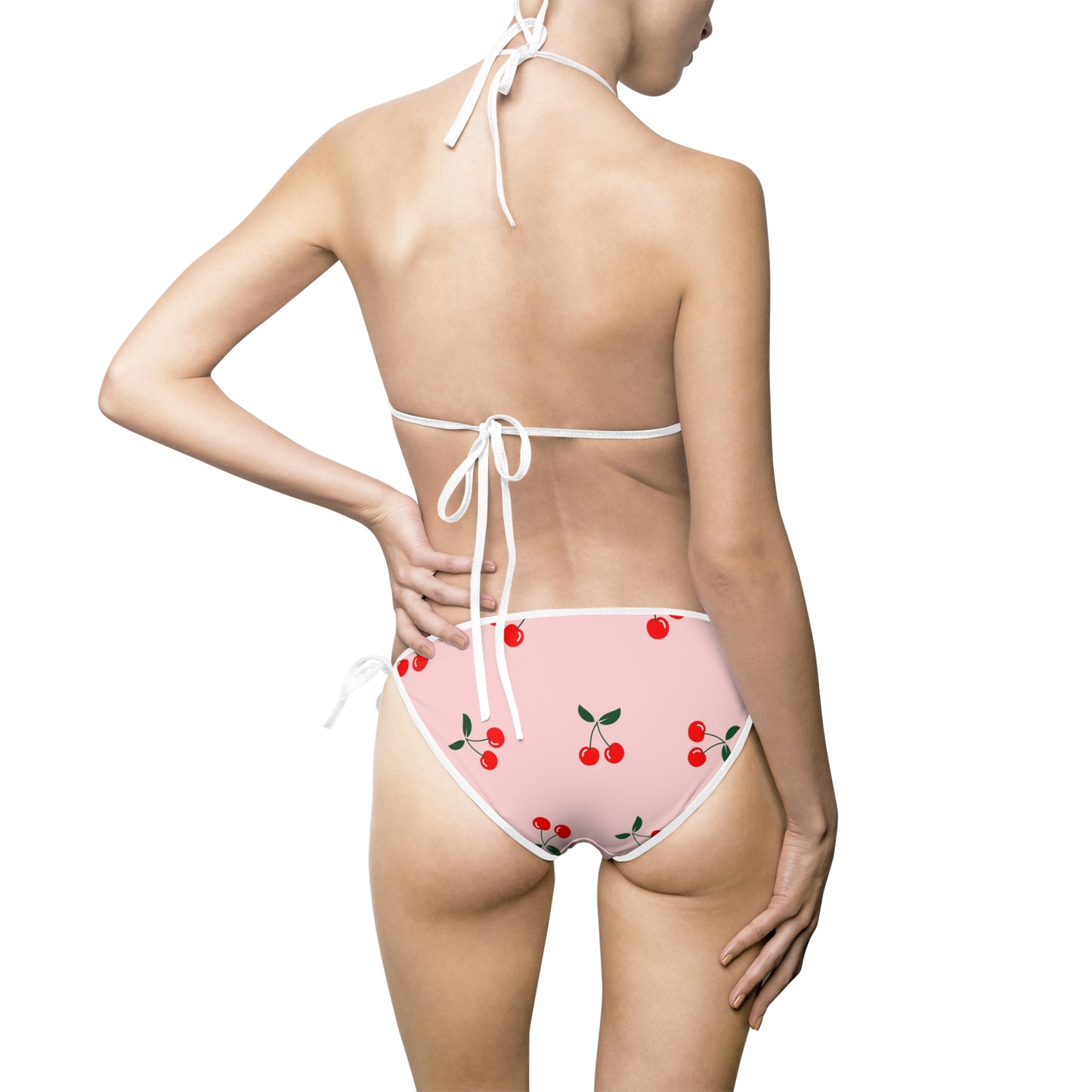 Cherry Pattern Bikini | Pink Cherry Print Swimwear