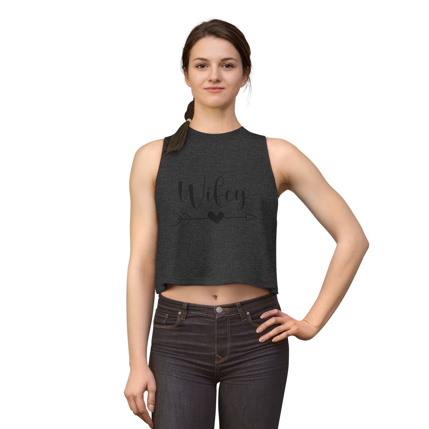 Wifey Crop Top — Cute Bridal Heart Arrow Tank for Brides, Bachelorette & Wedding Gifts