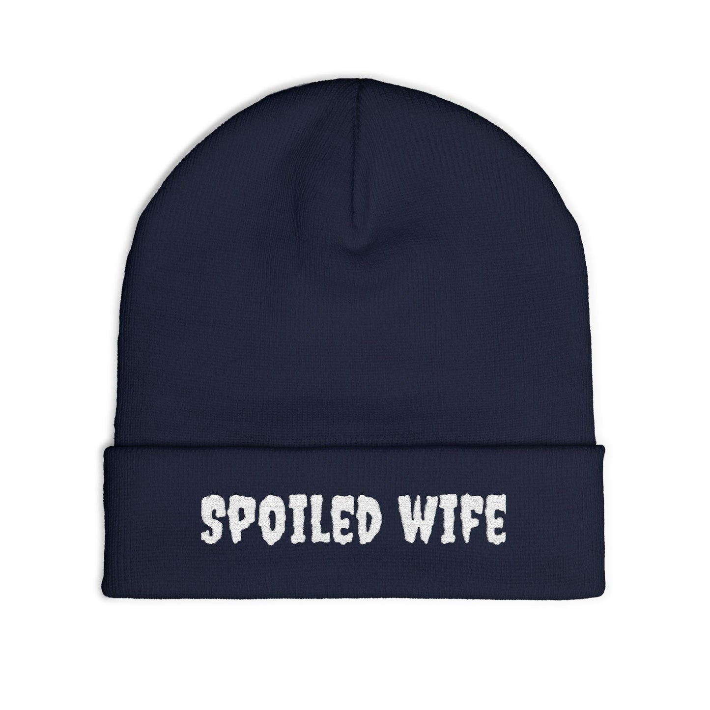 Spoiled Wife Knit Beanie | Embroidered Cuffed Hat