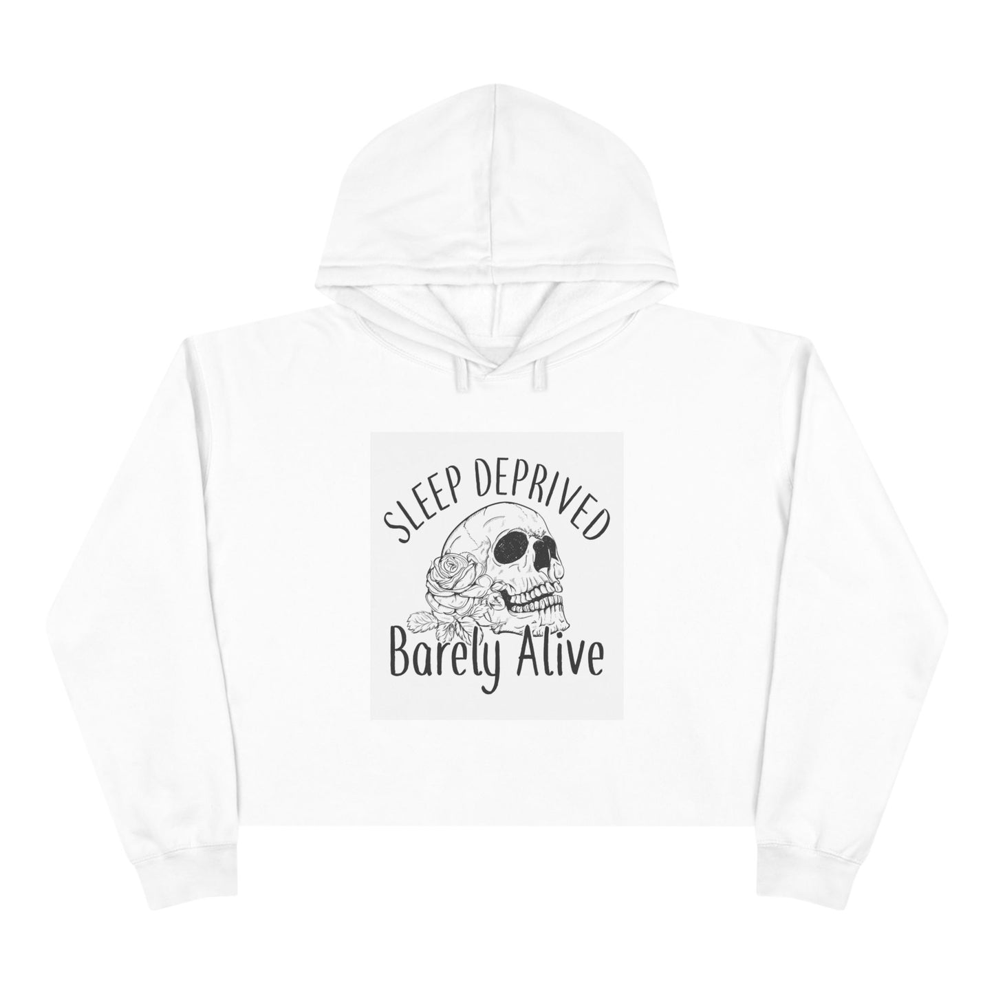 Sleep Deprived Barely Alive Crop Hoodie - Trendy Pullover for Night Owls