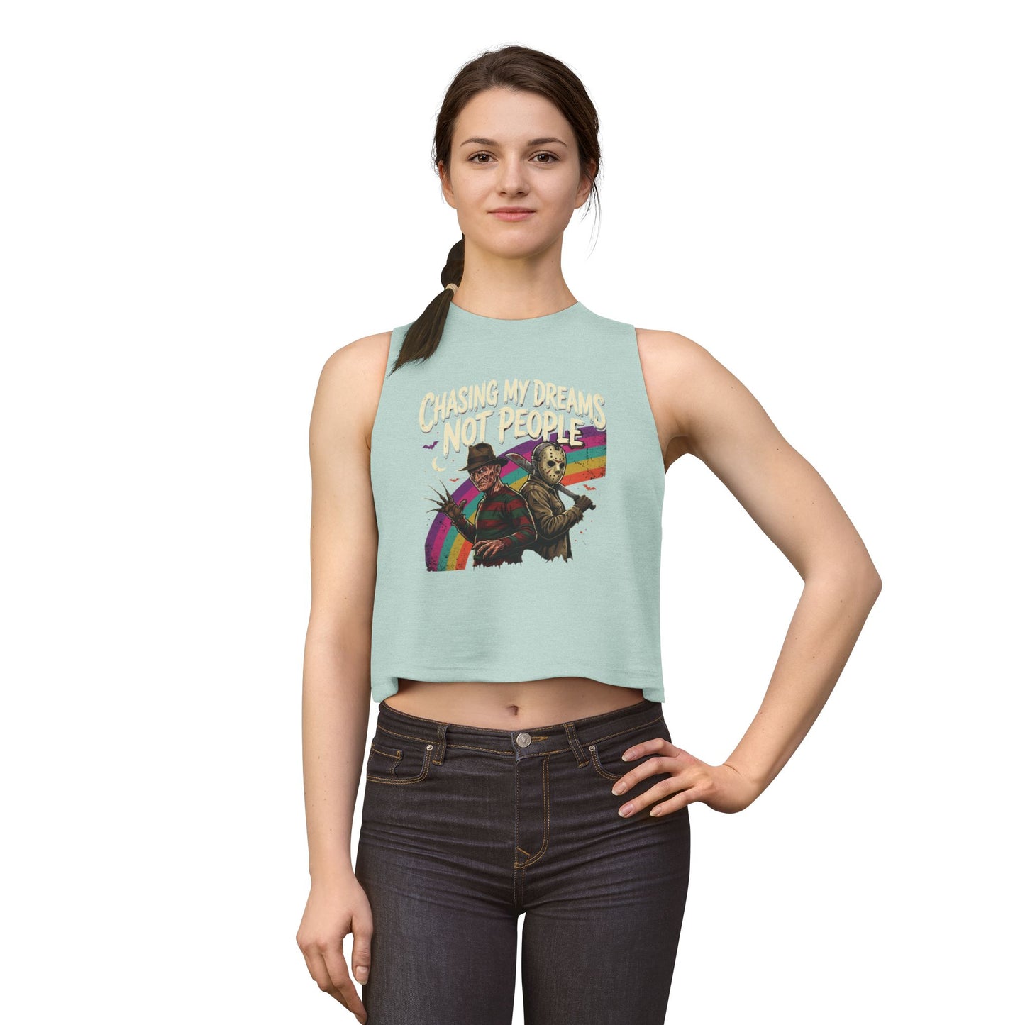 Chasing My Dreams Not People Crop Top | Retro Horror Movie Mashup