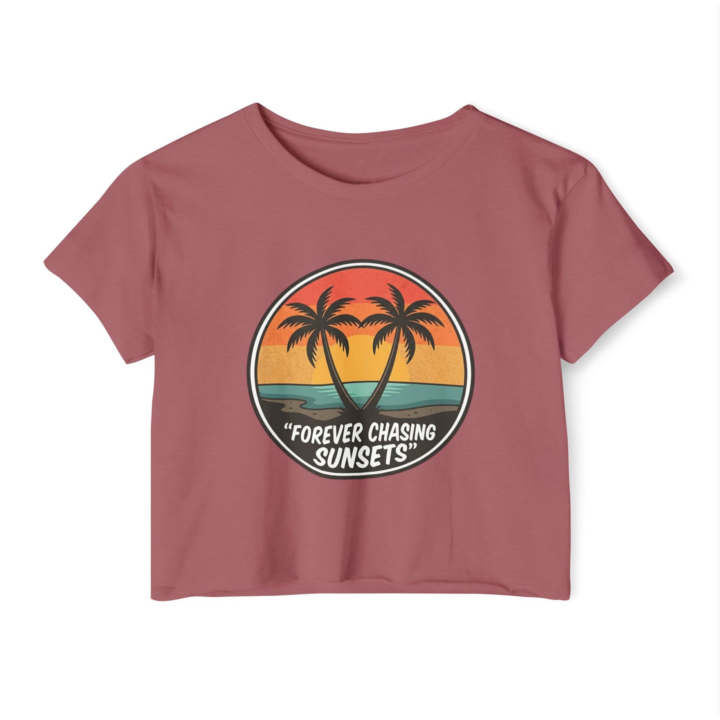 Forever Chasing Sunsets Crop Top - Vintage Palm Beach Festival Tee