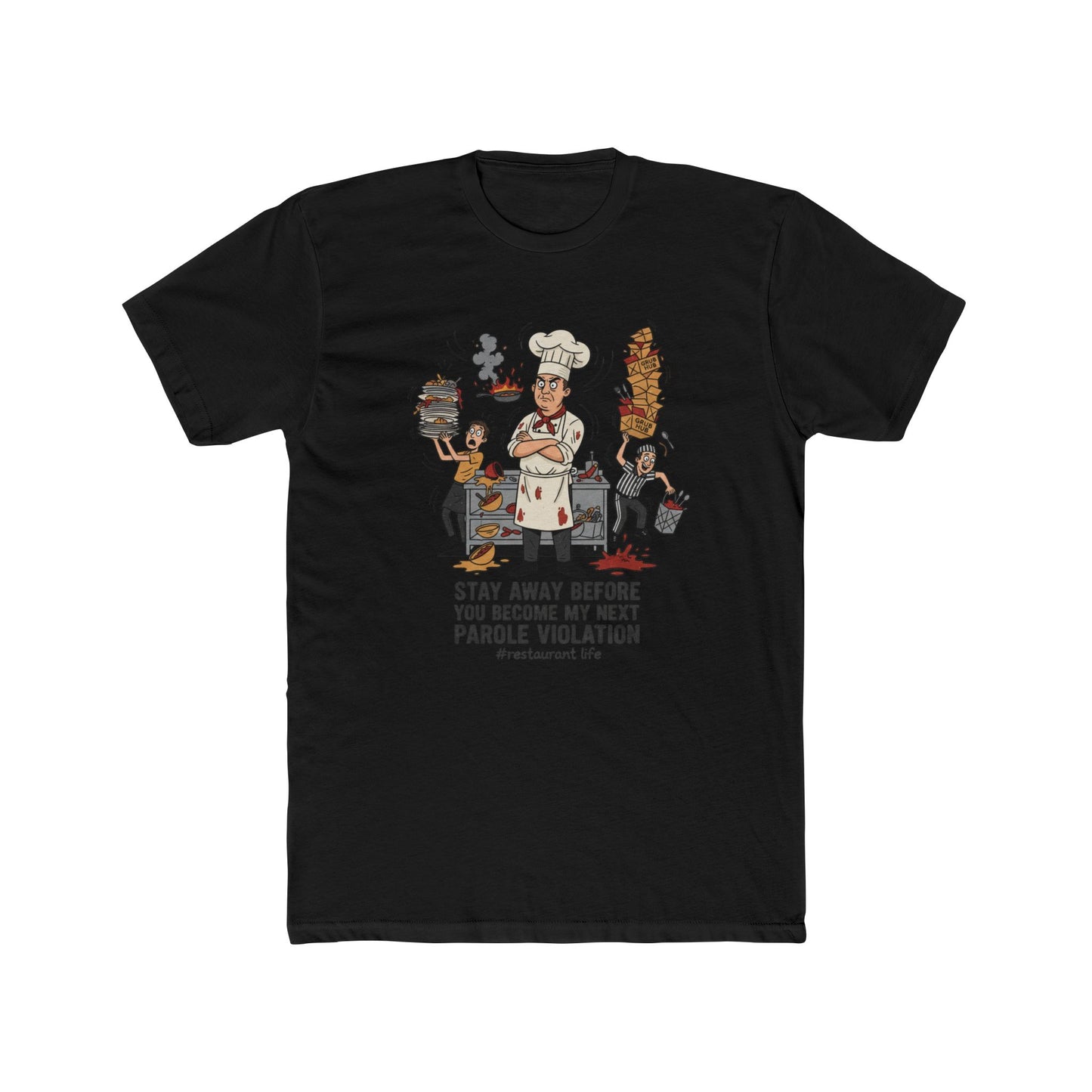 Chef Funny T‑Shirt — "Stay Away Before You Become My Next Parole Violation" Cooking Humor Tee