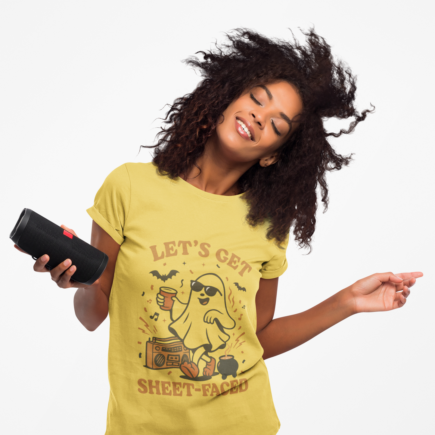 Ghost Party Women's Tee, Funny Halloween Shirt, Casual Graphic Top, Gift for Friends, Halloween Costume Alternative, Sheet-Faced Tee