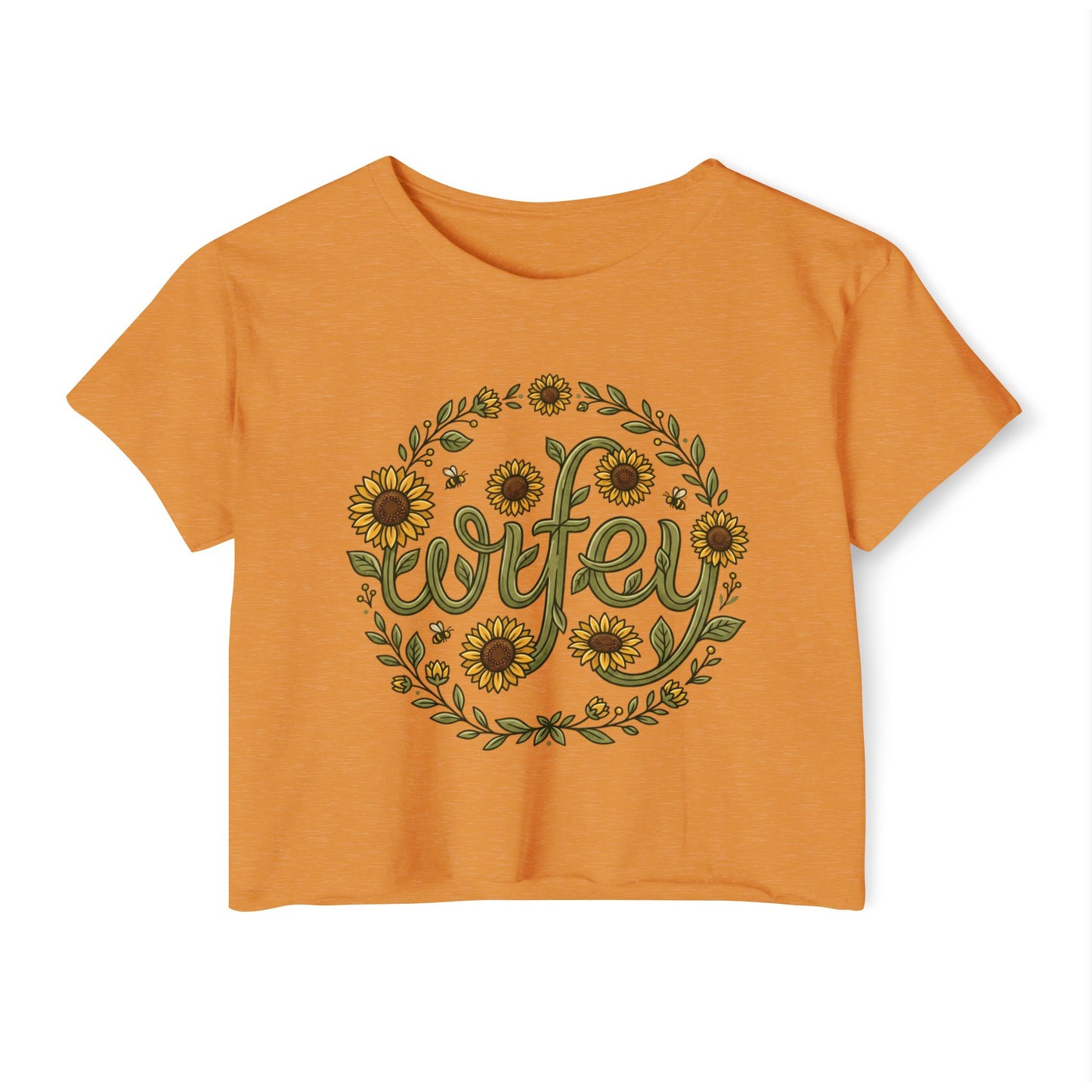 Wifey Sunflower Crop Top — Floral Bridal Festival Tee