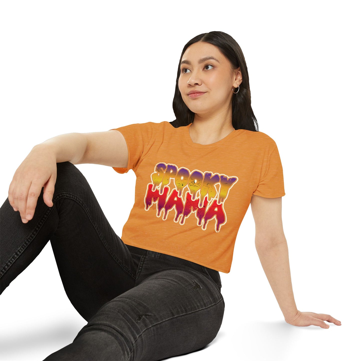 Spooky Mama Women's Festival Crop Top, Halloween Shirt, Boho Crop Tee, Festival Wear, Party Top, Casual Stylish Crop
