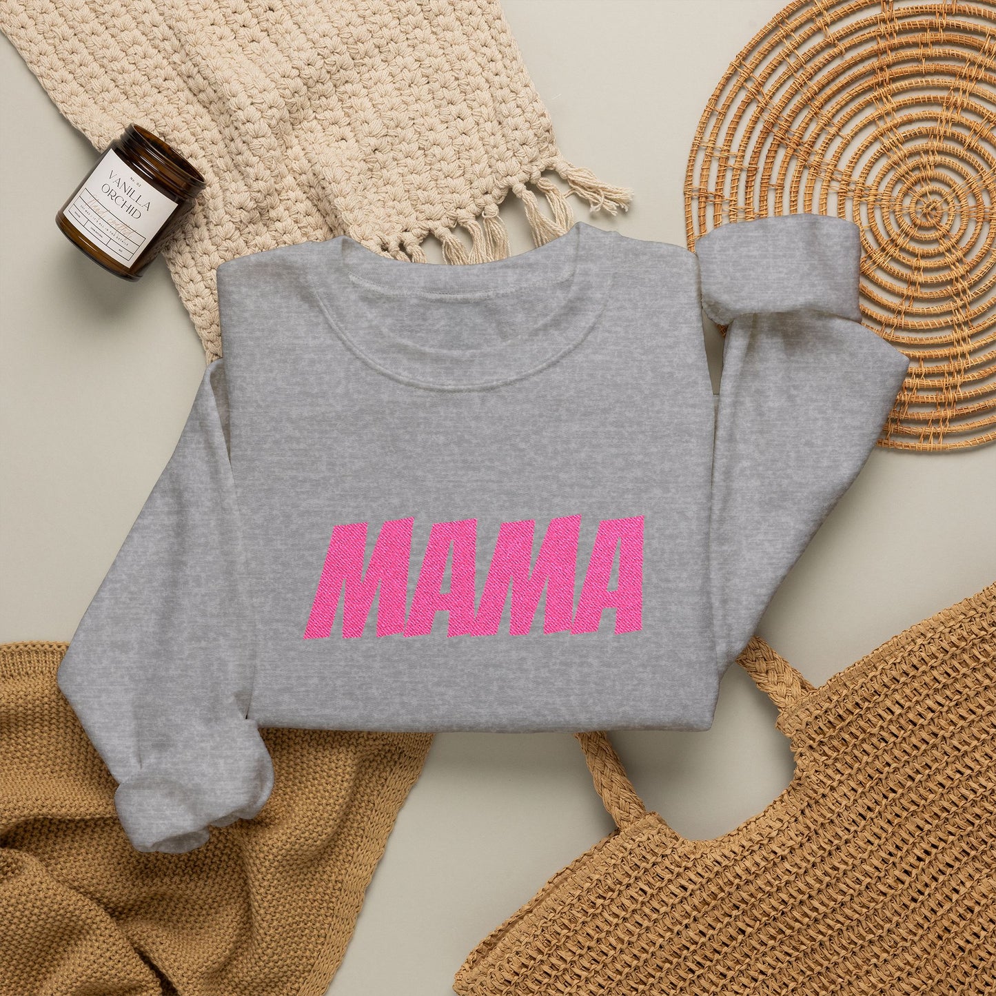 Pink Glitter MAMA Crewneck Sweatshirt | Mama Mom Mother's Day Top