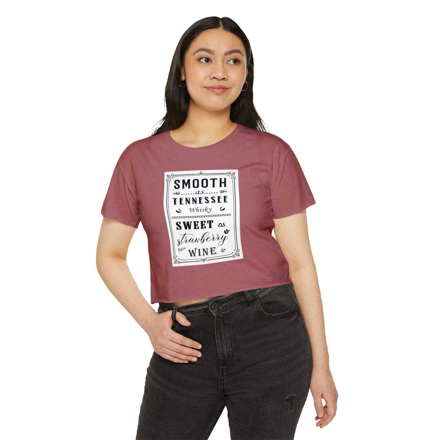 Crop Top — "Smooth as Tennessee Whiskey, Sweet as Strawberry Wine" Vintage Graphic