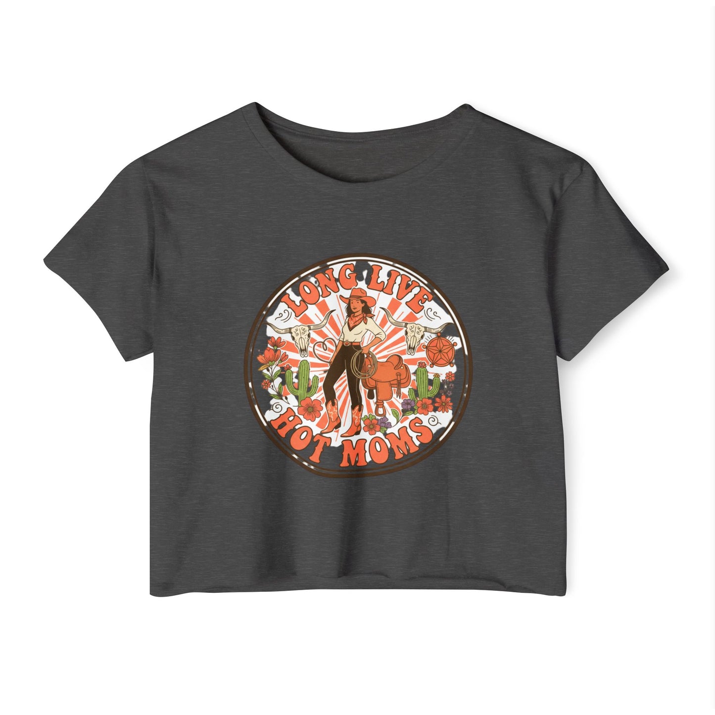 Long Live Hot Moms Crop Top | Retro Floral Pinup Mom Design, mom tee