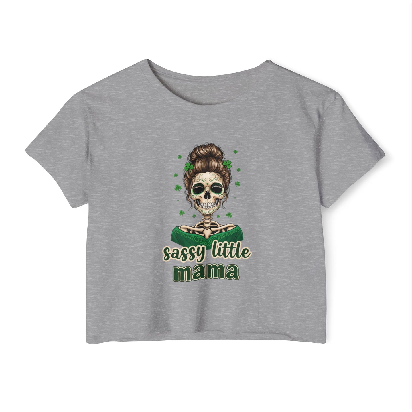 Sassy Little Mama skull illustration Crop Top | Día de los Muertos inspired