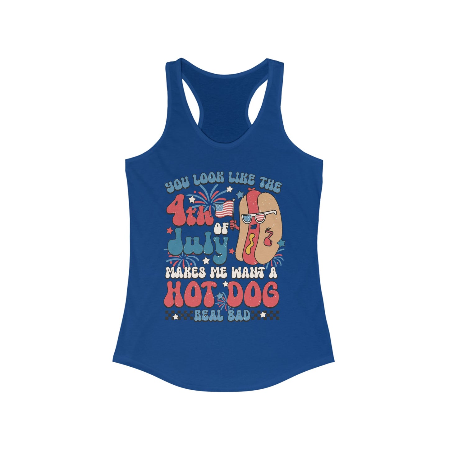 Patriotic Hot Dog Tank Top, Women's Racerback, July 4th Celebration, Summer BBQ, Fun Independence Day Shirt, Gift for Foodies, Festive [...]