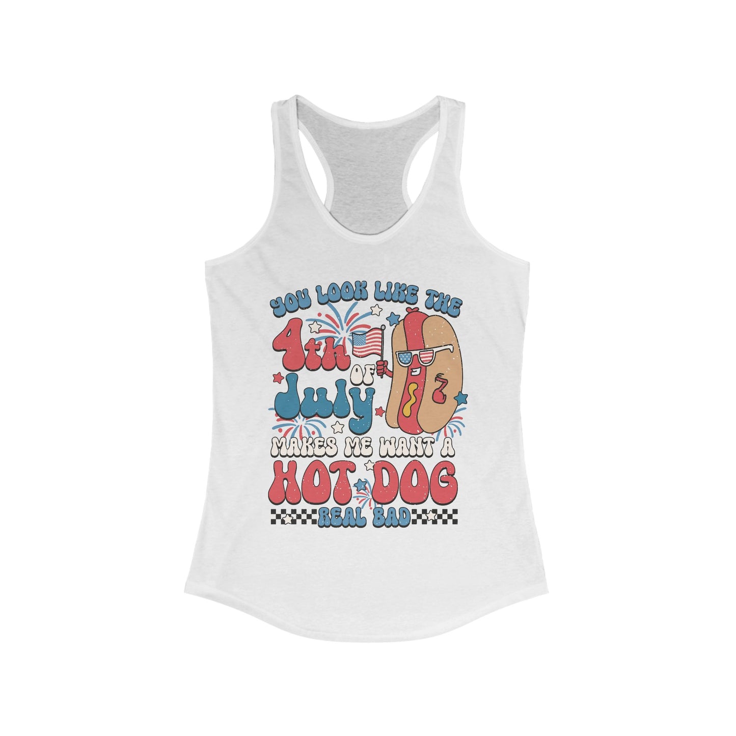 Patriotic Hot Dog Tank Top, Women's Racerback, July 4th Celebration, Summer BBQ, Fun Independence Day Shirt, Gift for Foodies, Festive [...]