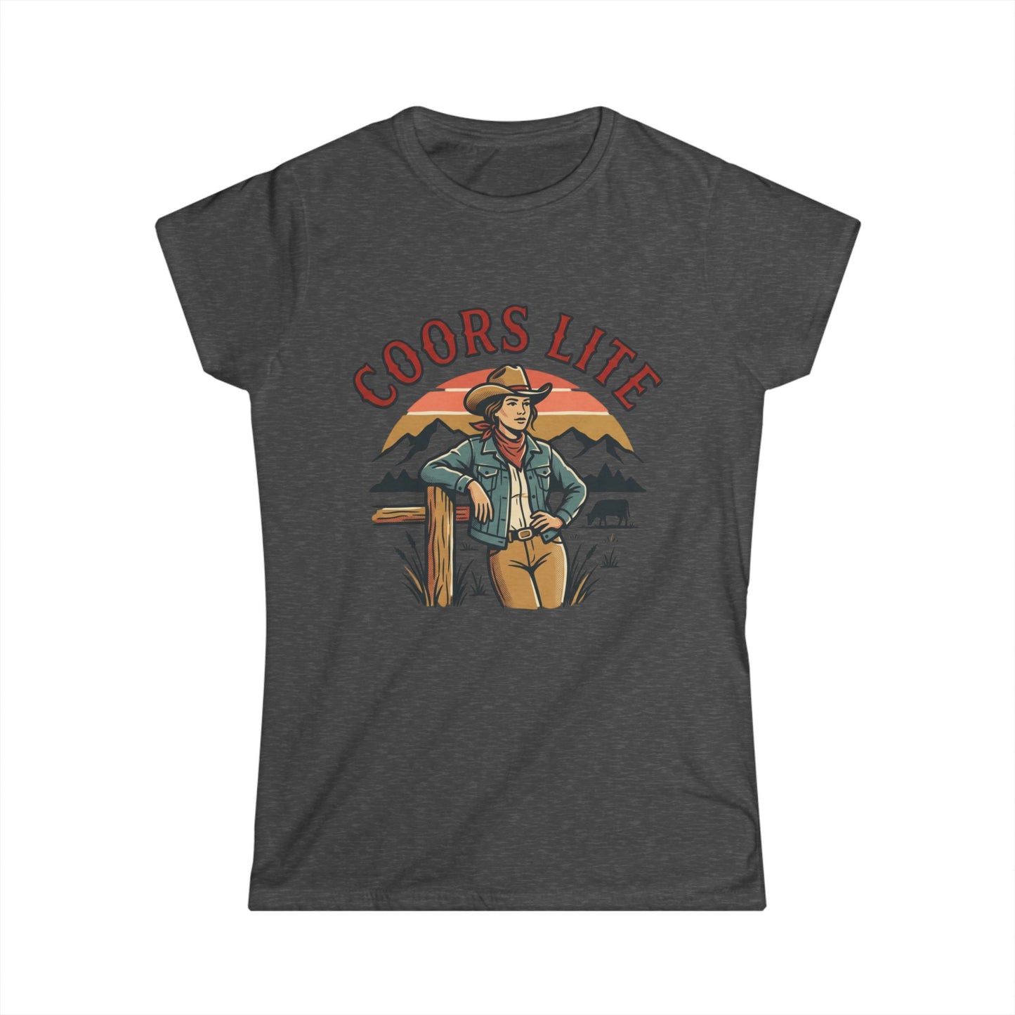 Coors Lite Western Cowgirl Tee | Mountain Sunset Outdoor Beer Design