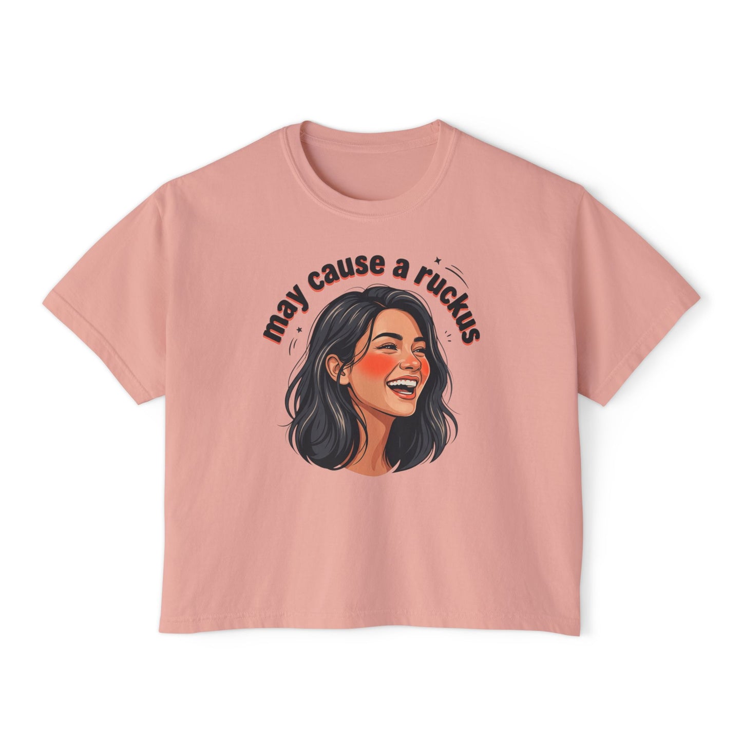 may cause a ruckus tee | laughing woman illustration
