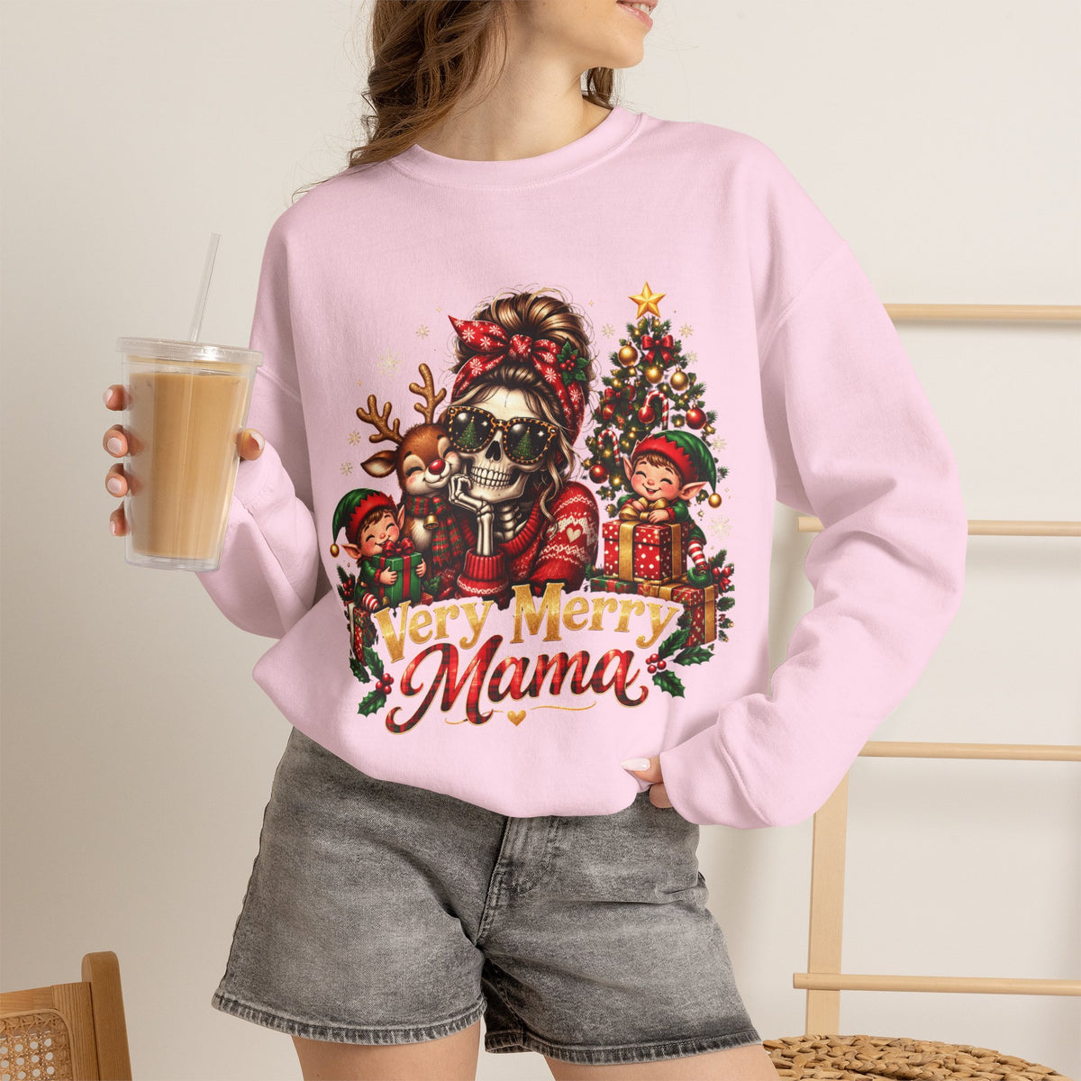 Very Merry Mama Christmas Family Design Sweatshirt