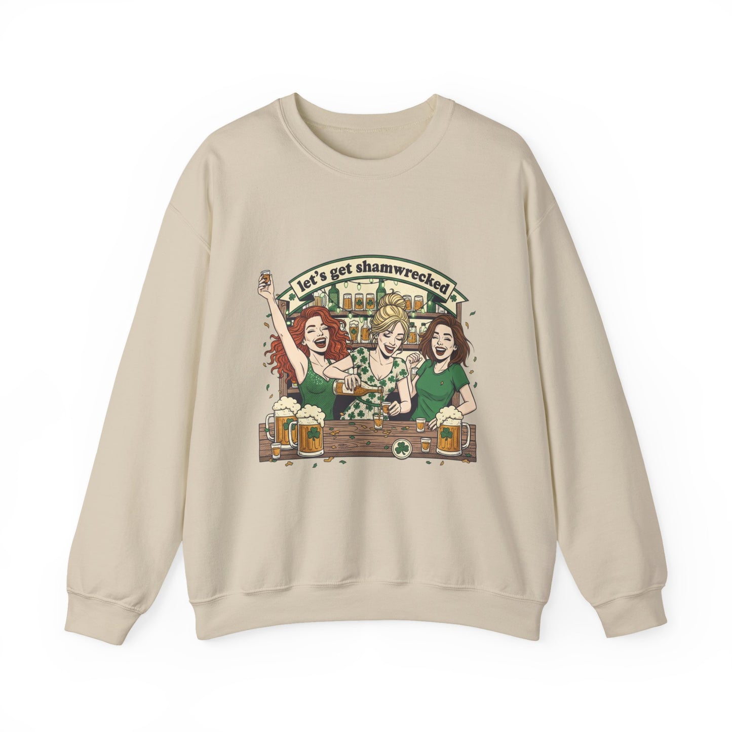 Let's Get Shamrocked Irish Pub Party Sweatshirt | St. Patrick's Day Beer Girls