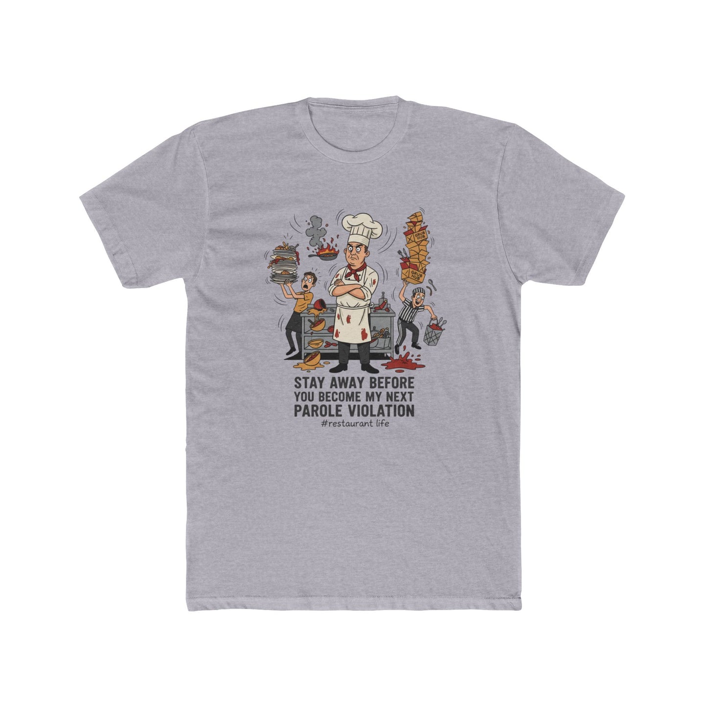 Chef Funny T‑Shirt — "Stay Away Before You Become My Next Parole Violation" Cooking Humor Tee