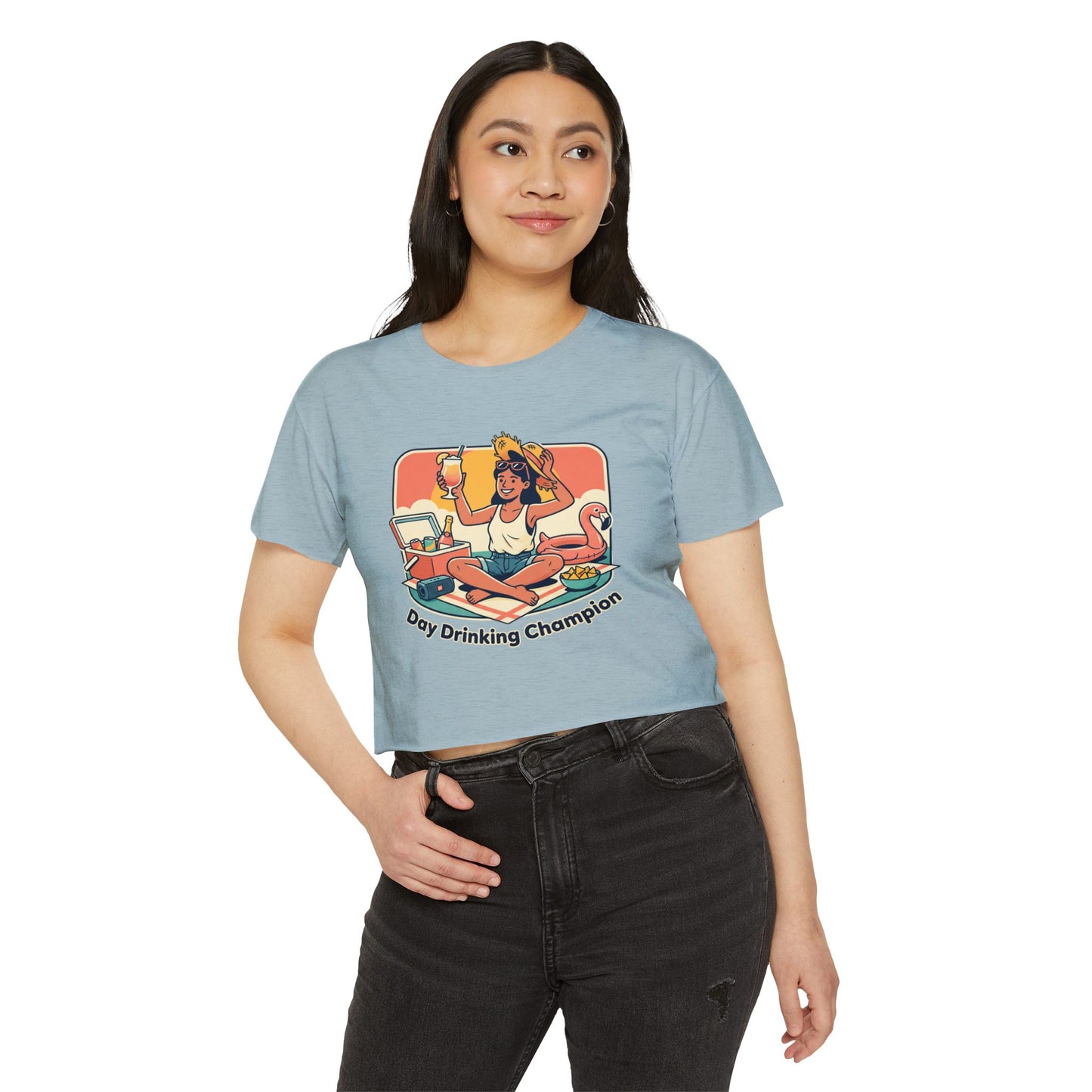 Day Drinking Champion Crop Top — Women's Festival Summer Tee