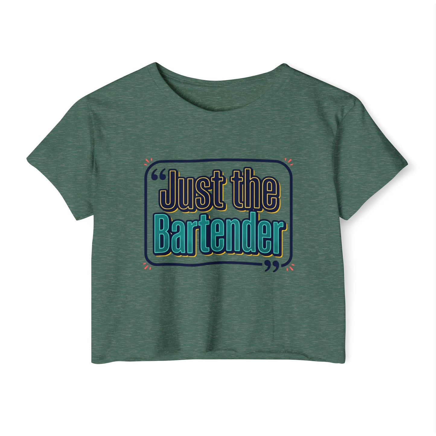 Crop Top — "Just the Bartender" Retro Graphic Festival Tee