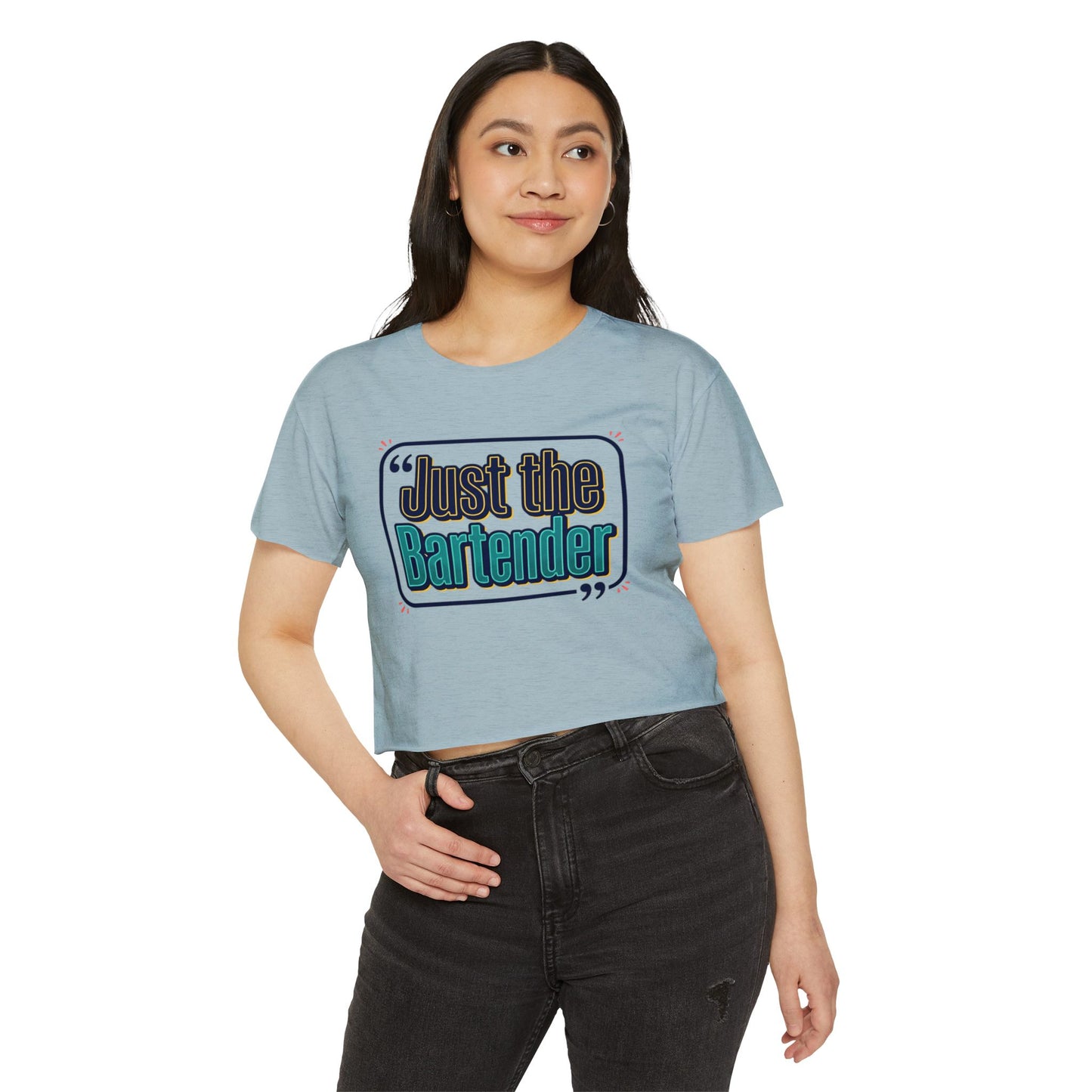 Crop Top — "Just the Bartender" Retro Graphic Festival Tee
