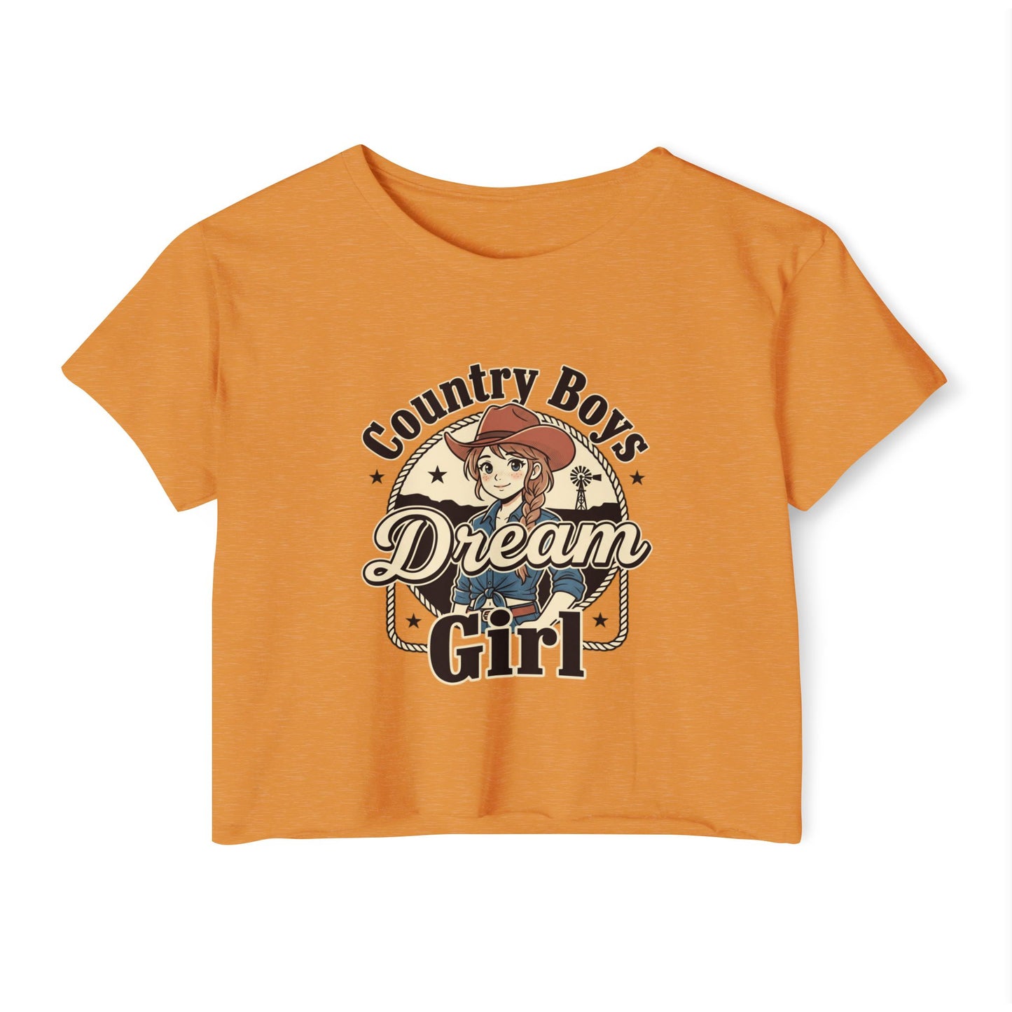 Country Boys Dream Girl Crop Top – Retro Cowgirl Festival Tee