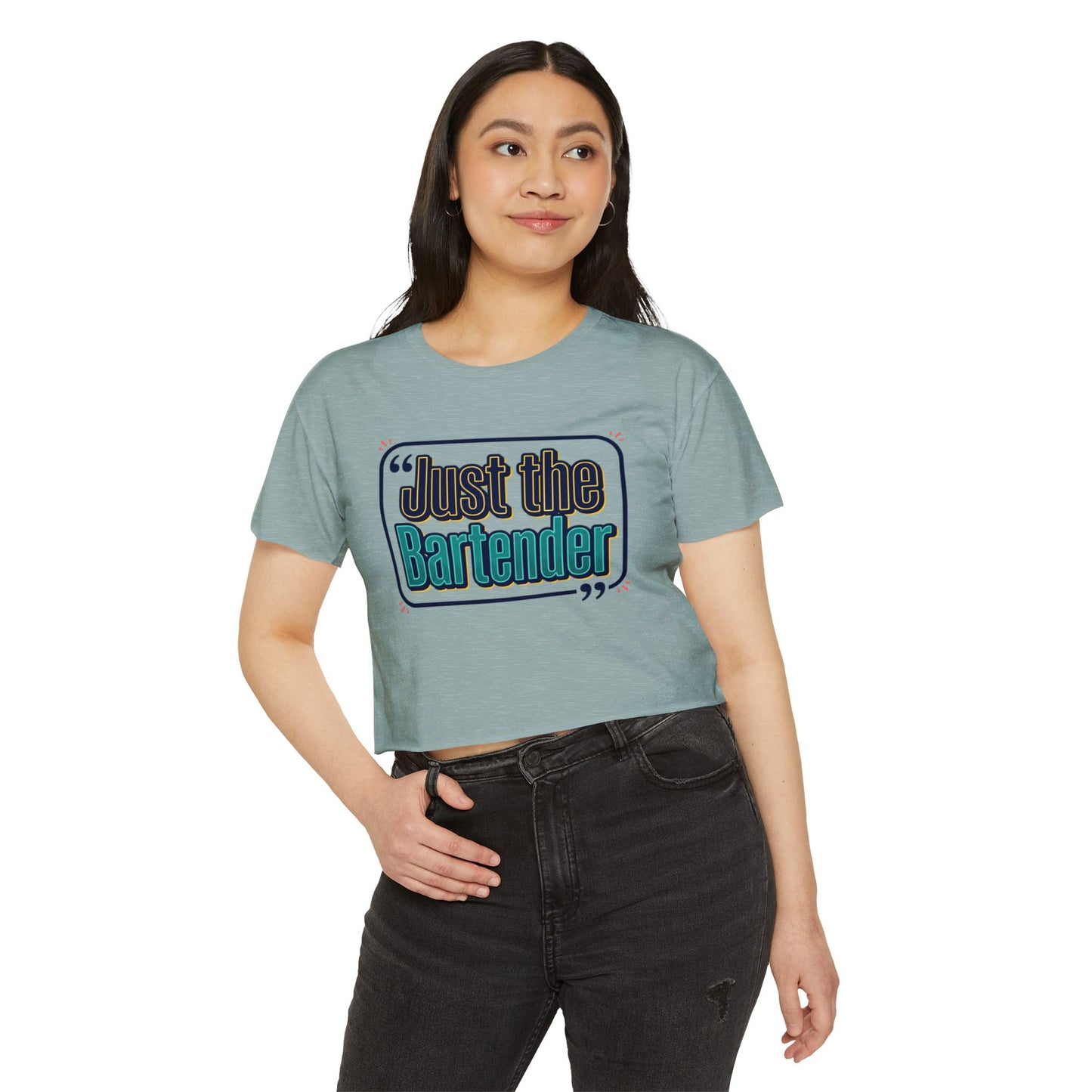Crop Top — "Just the Bartender" Retro Graphic Festival Tee