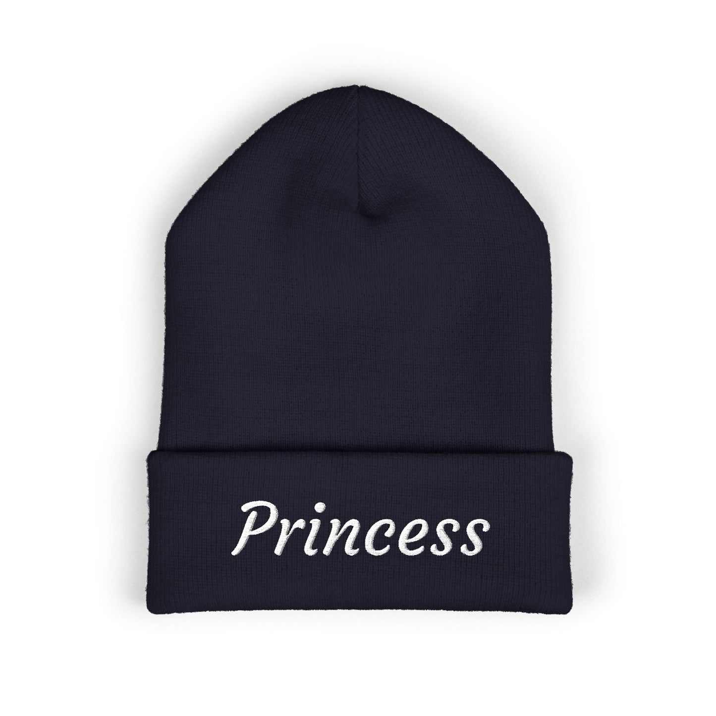 Princess embroidered beanie, cuffed hat, knit winter cap