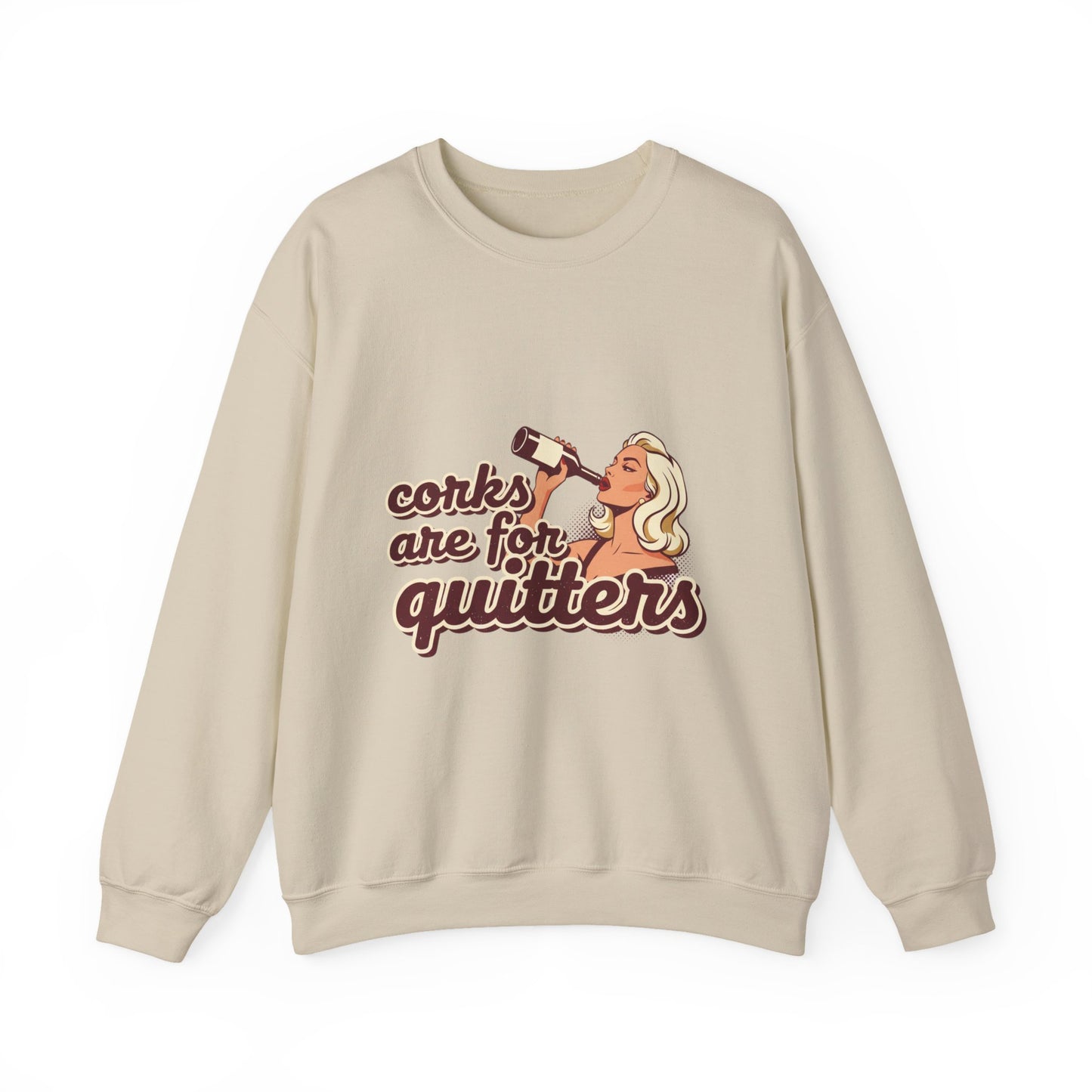 Corks Are For Quitters sweatshirt | Funny Retro Woman Drinking Design