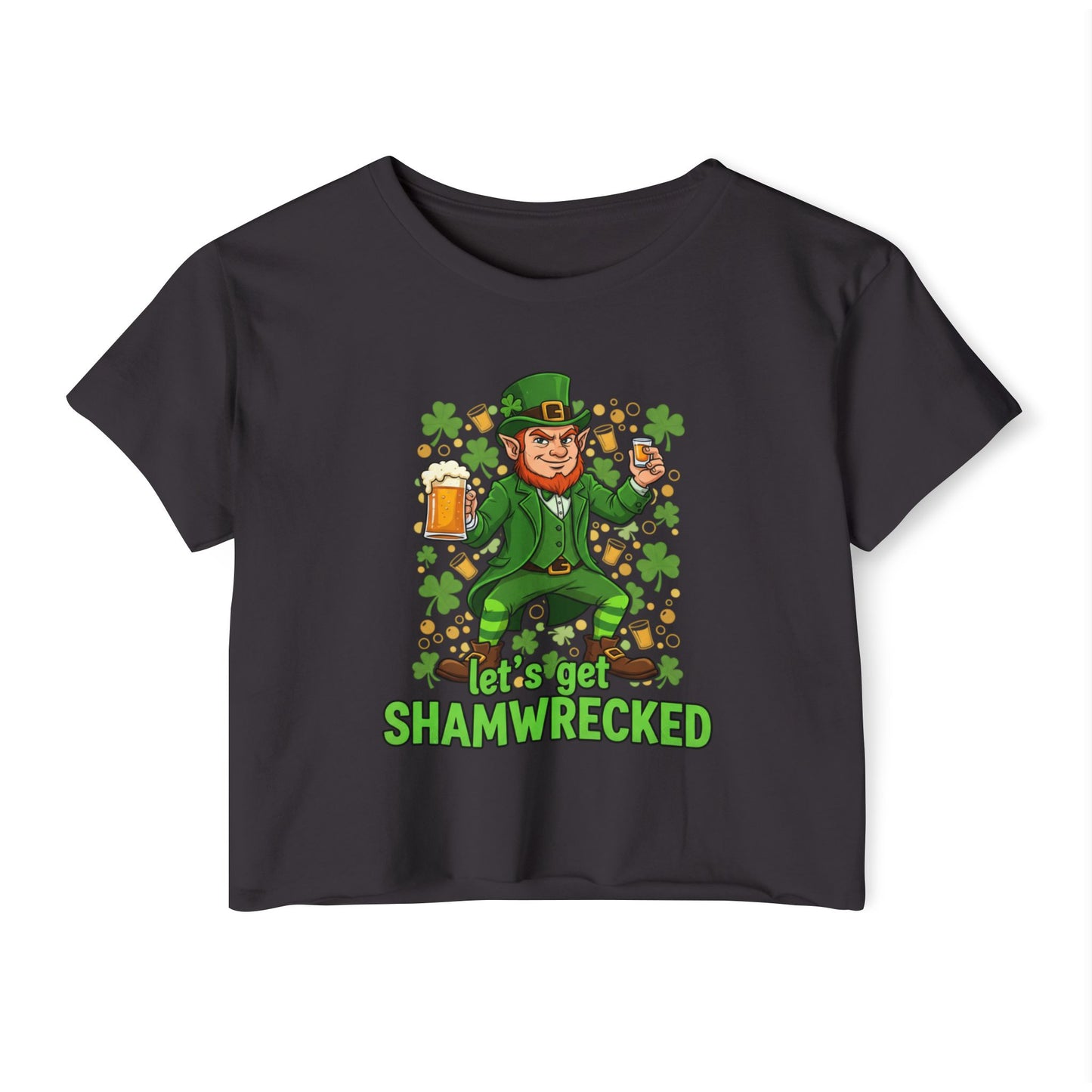Let’s Get Shamwrecked Leprechaun Shamrock Crop Top | St. Patrick’s Day