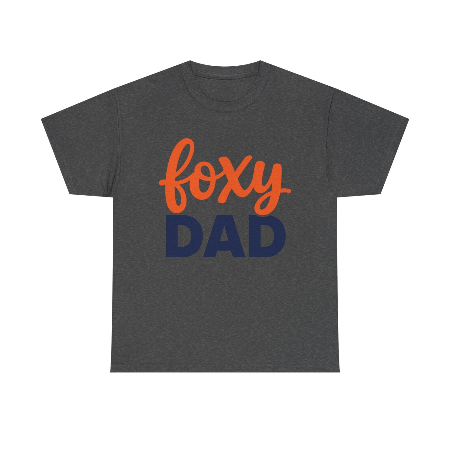 Foxy Dad T-Shirt | Dad Typography Tee, Orange Script Navy Bold