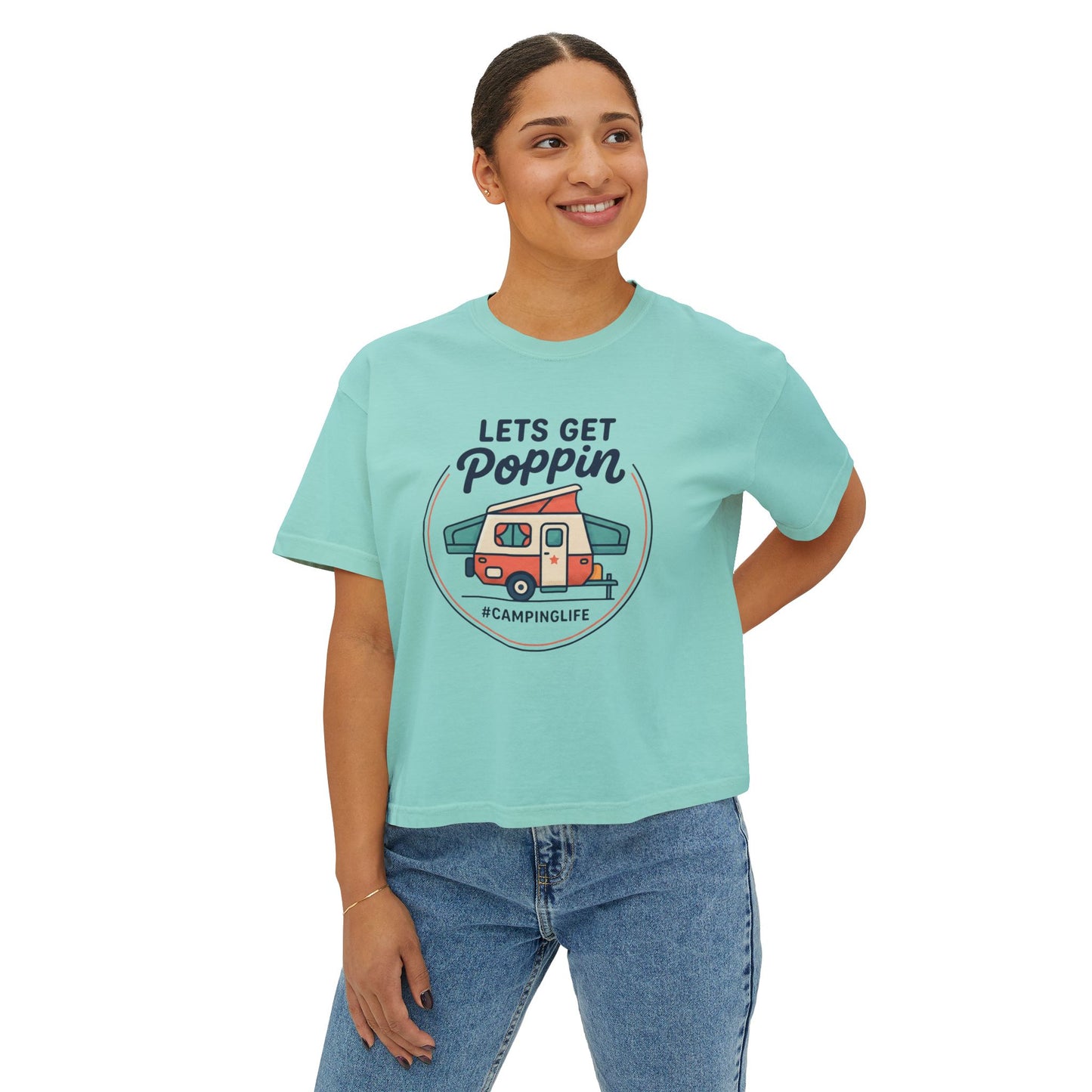 Lets Get Poppin Camper Tee — #CampingLife Retro RV Camping Shirt