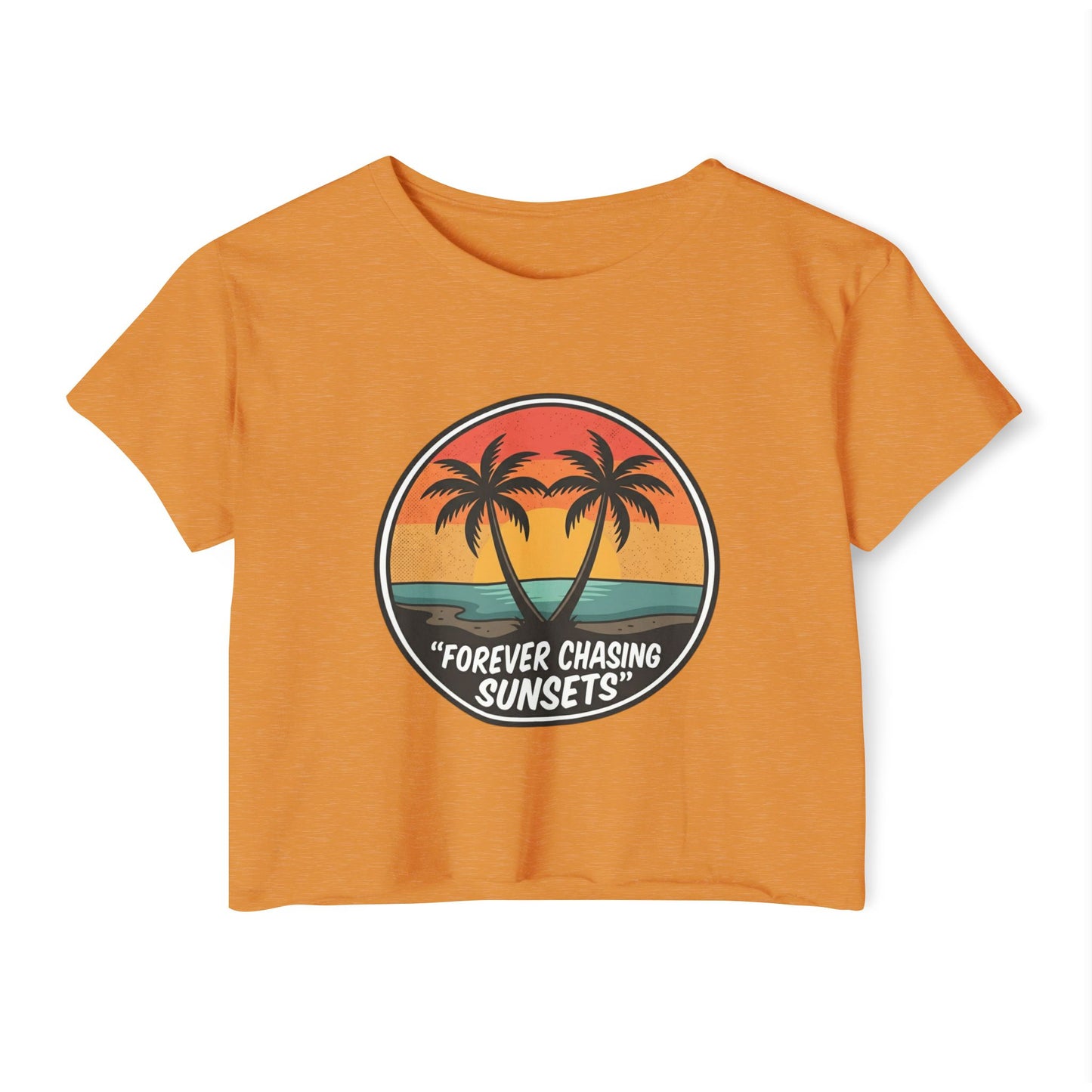 Forever Chasing Sunsets Crop Top - Vintage Palm Beach Festival Tee
