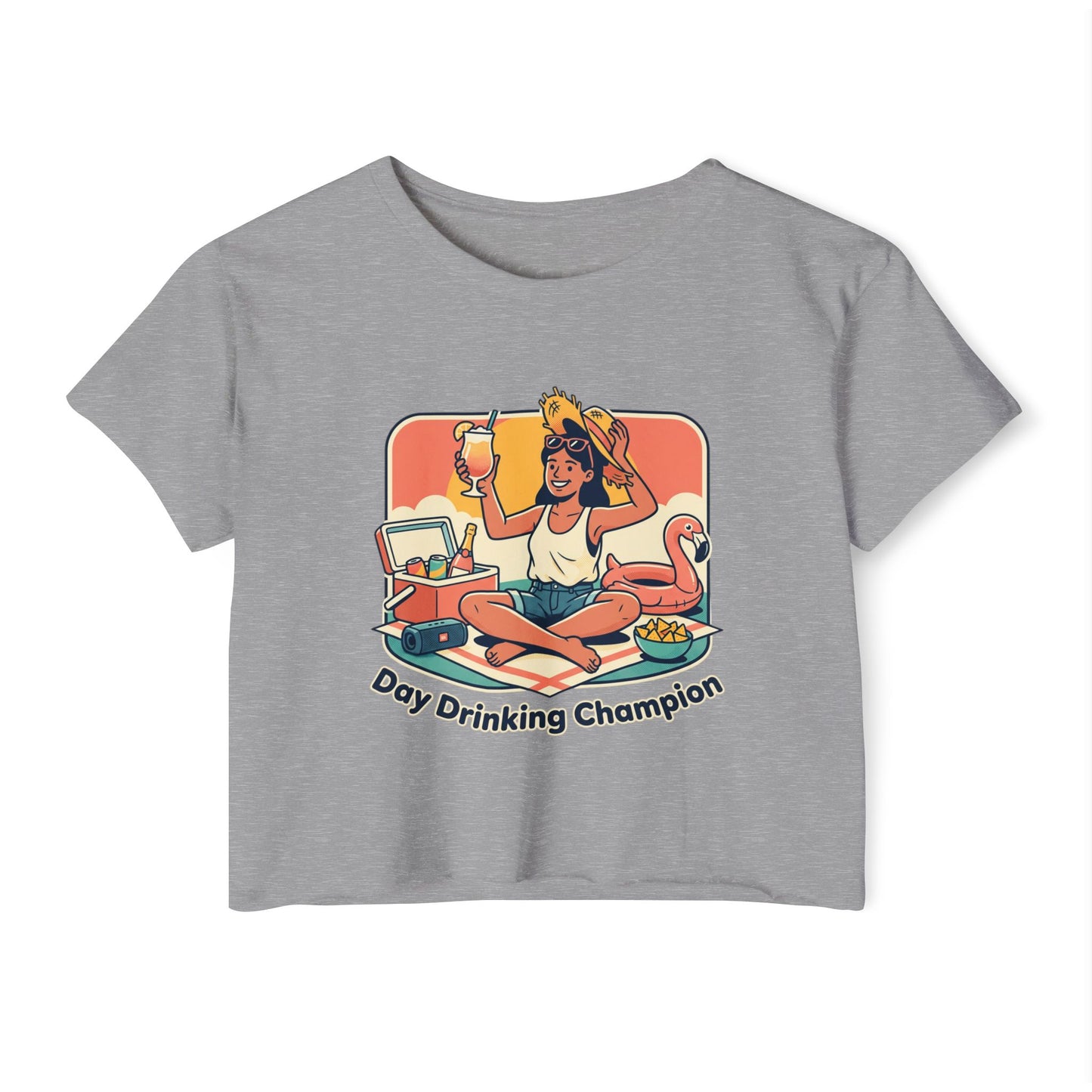Day Drinking Champion Crop Top — Women's Festival Summer Tee