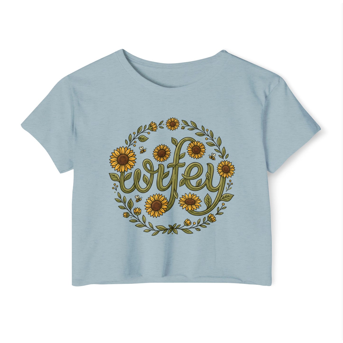 Wifey Sunflower Crop Top — Floral Bridal Festival Tee