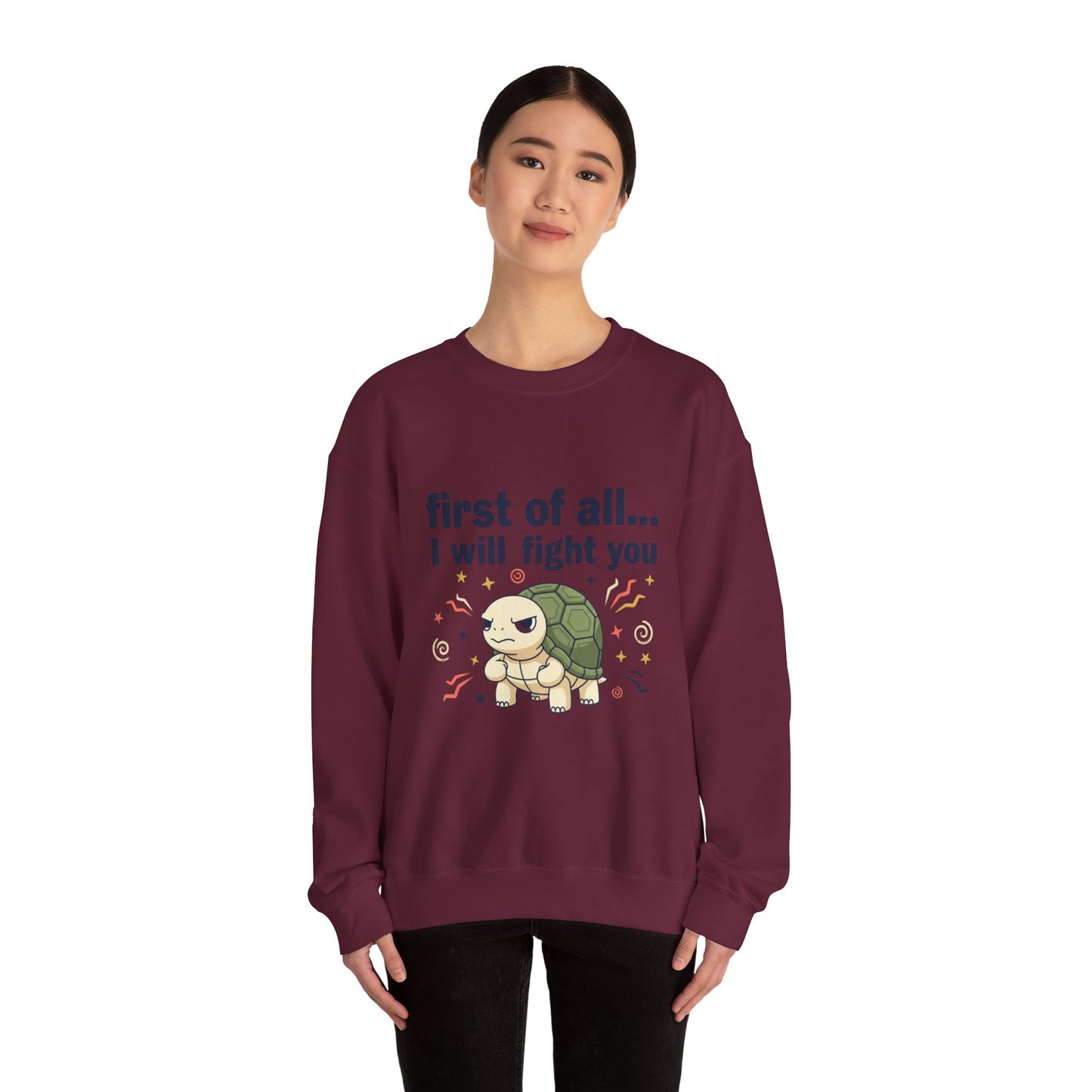 Cute Angry Turtle I Will Fight You sweatshirt | Graphic Crewneck