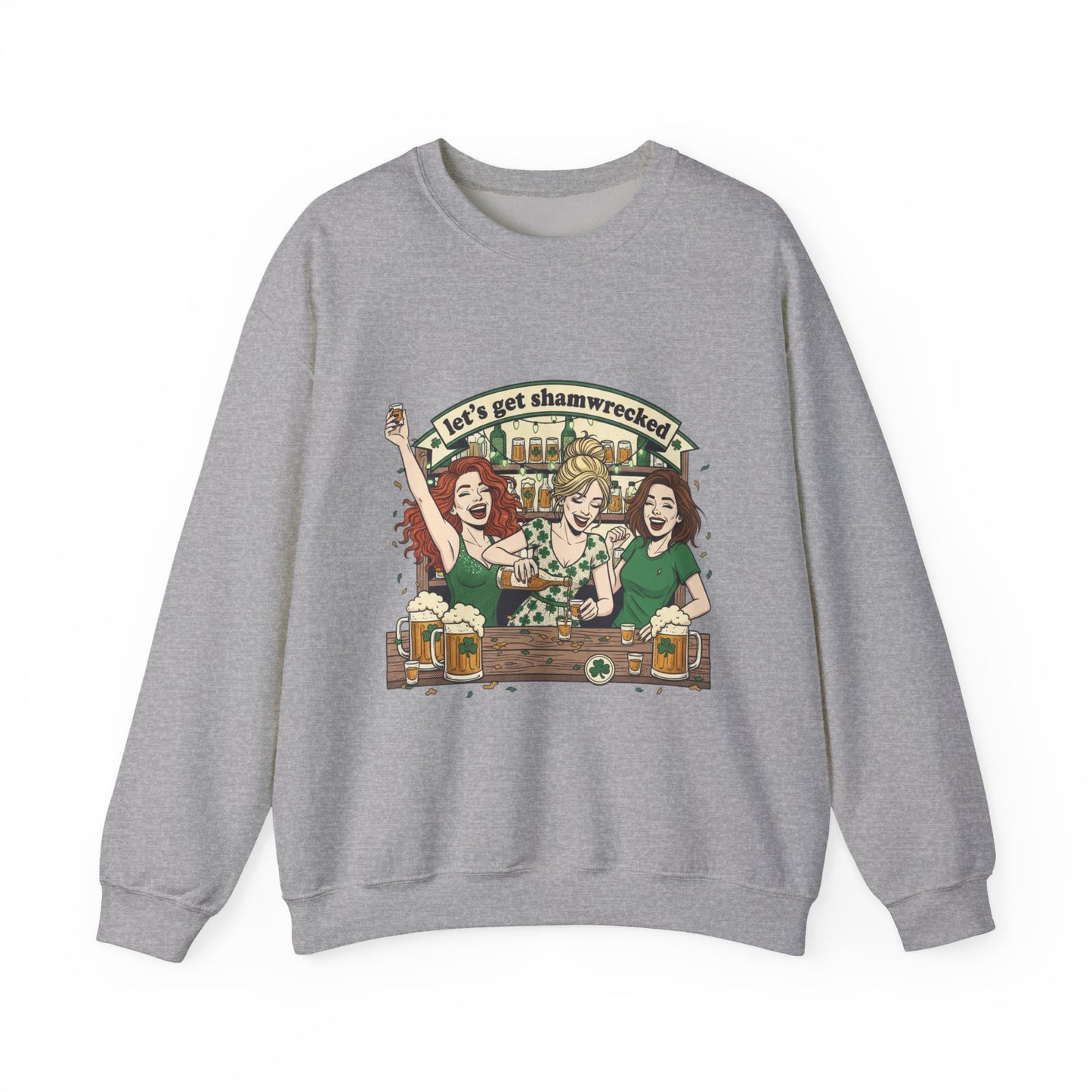 Let's Get Shamrocked Irish Pub Party Sweatshirt | St. Patrick's Day Beer Girls