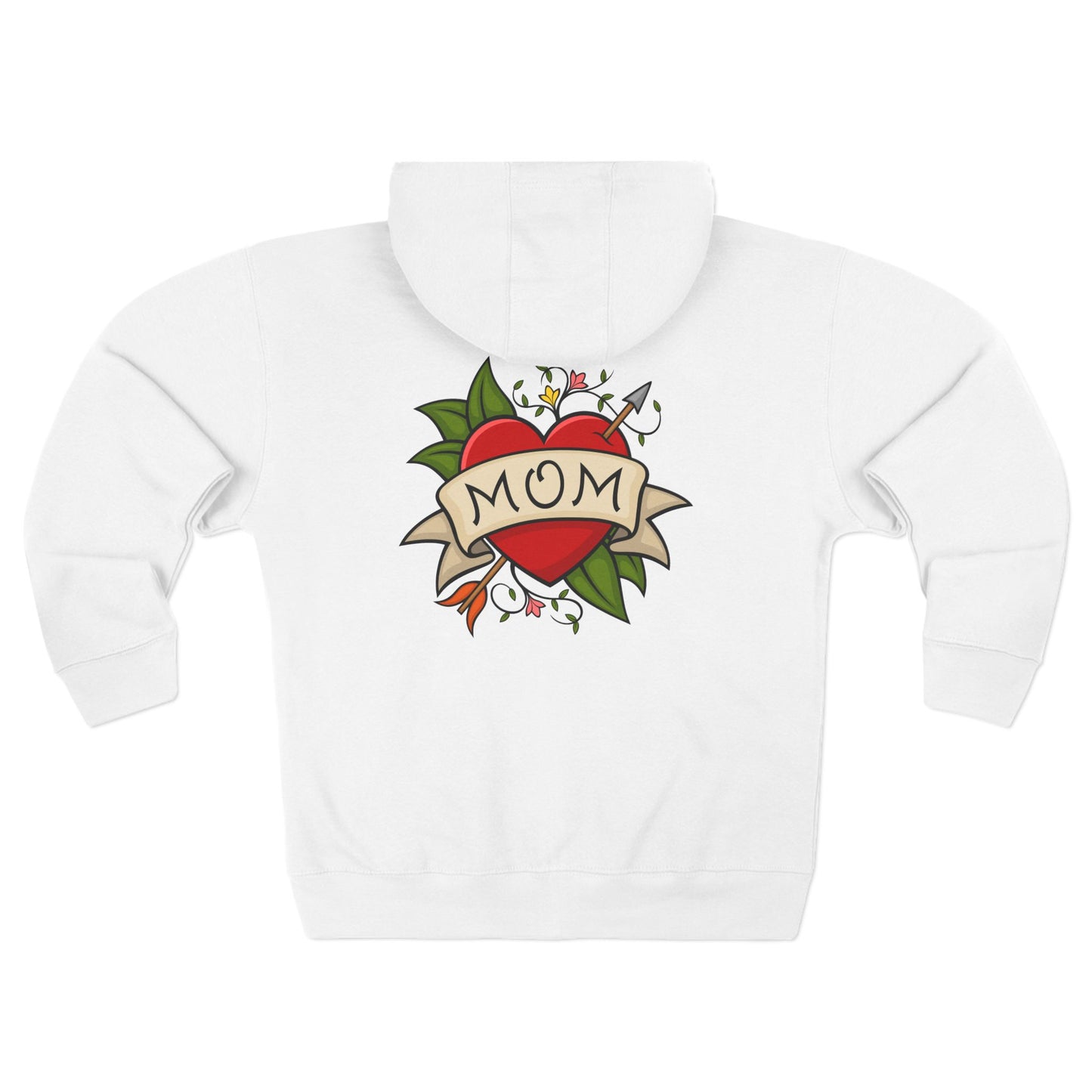 Mom Heart Tattoo Zip Hoodie | Retro Traditional Mom Tattoo Design