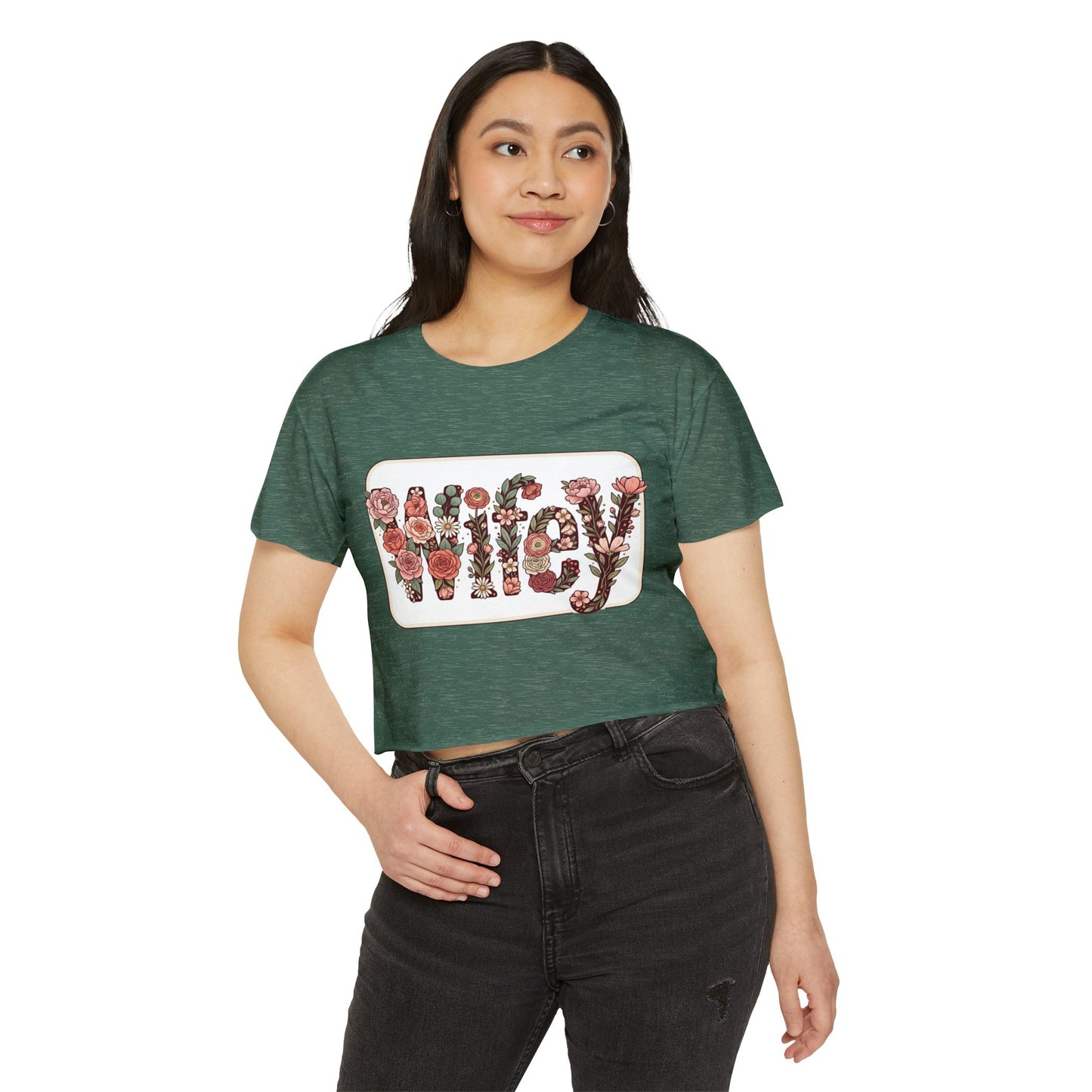 Women's 'Wifey' Floral Crop Top — Boho Festival Graphic Tee