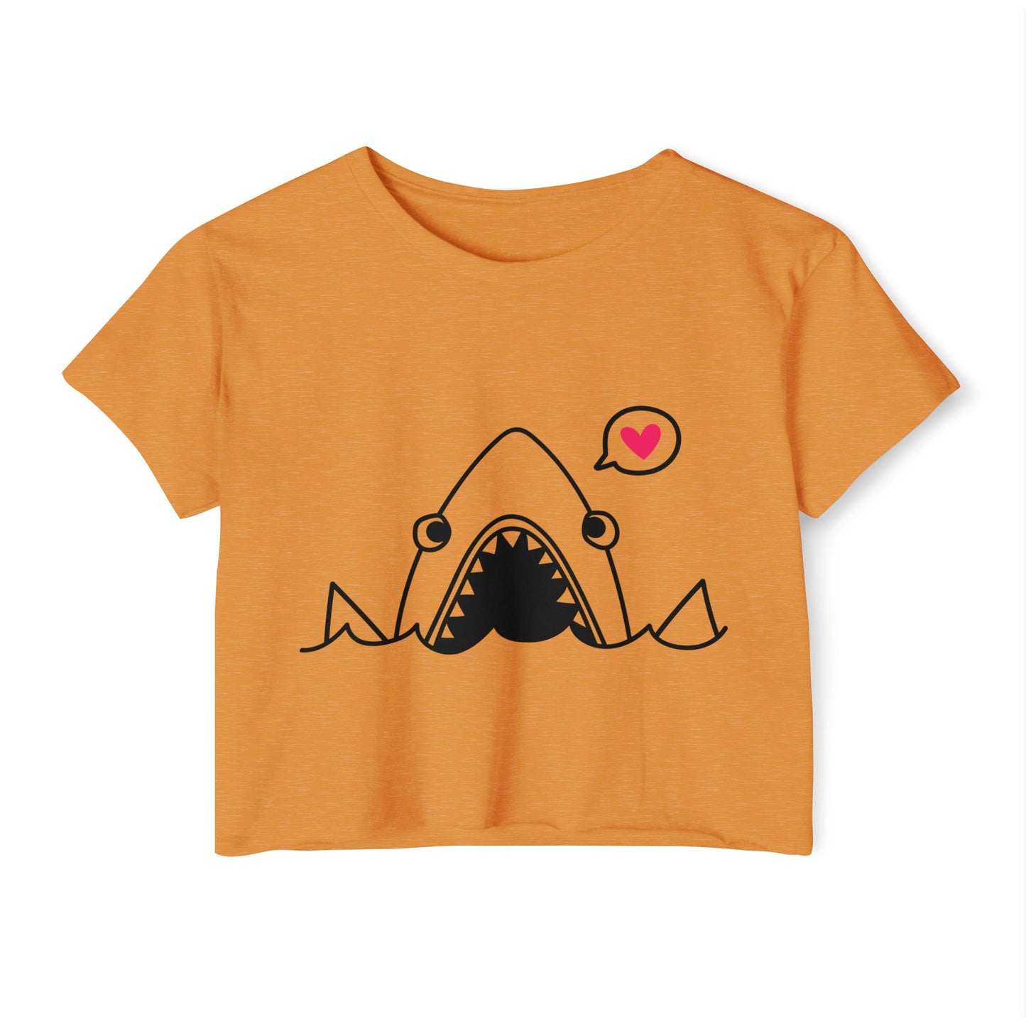 Cute Shark Crop Top — Funny Heart Bubble Women's Festival Tee