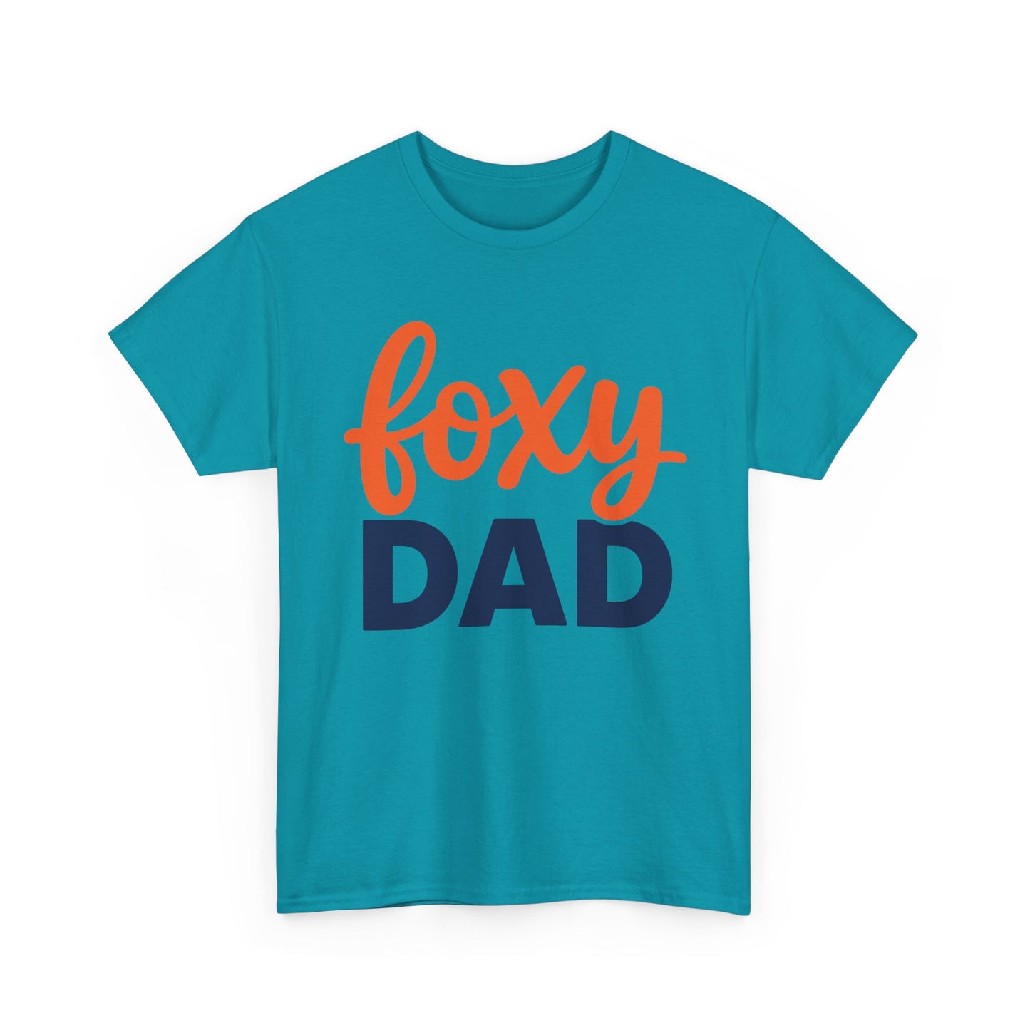 Foxy Dad T-Shirt | Dad Typography Tee, Orange Script Navy Bold