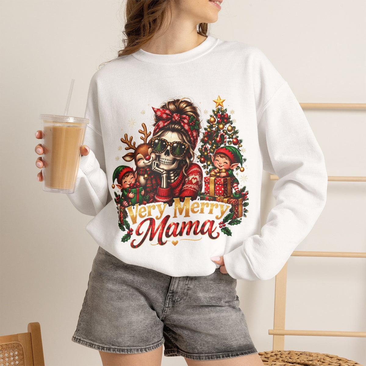 Very Merry Mama Christmas Family Design Sweatshirt