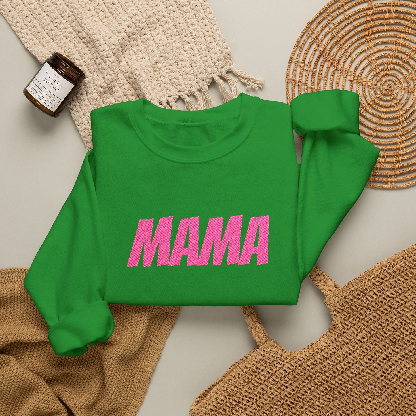 Pink Glitter MAMA Crewneck Sweatshirt | Mama Mom Mother's Day Top