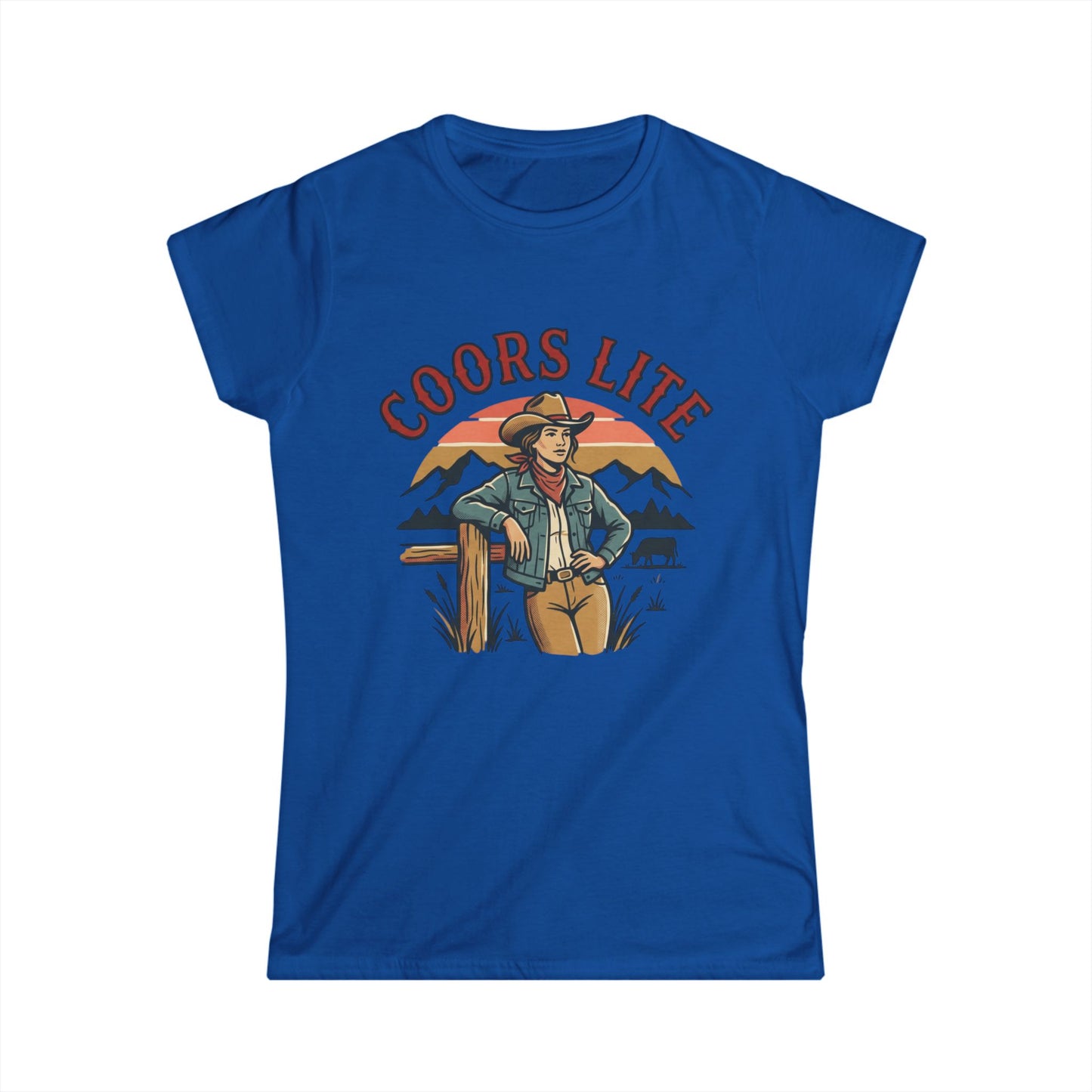 Coors Lite Western Cowgirl Tee | Mountain Sunset Outdoor Beer Design